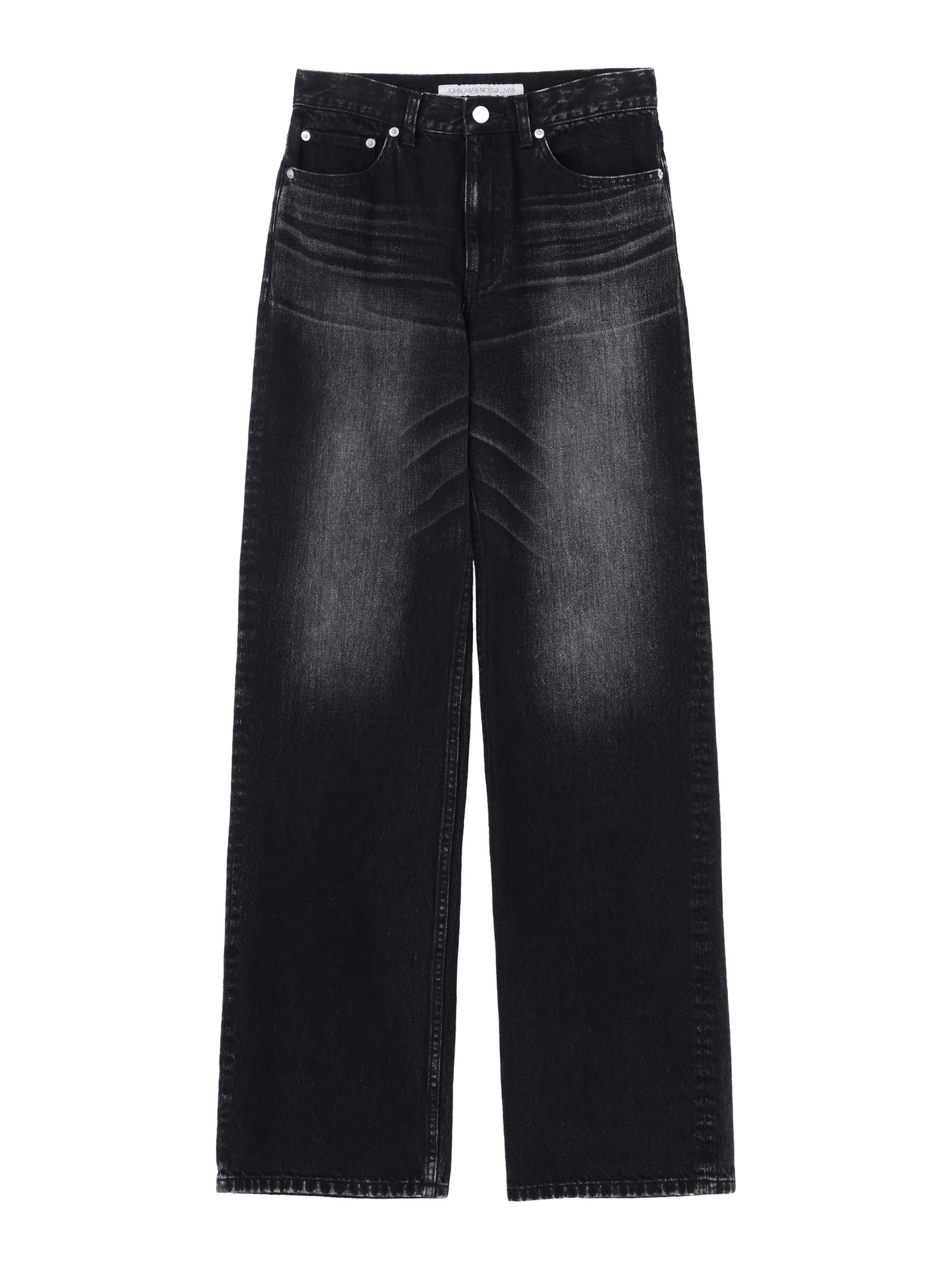 Washed Denim Straight Pants