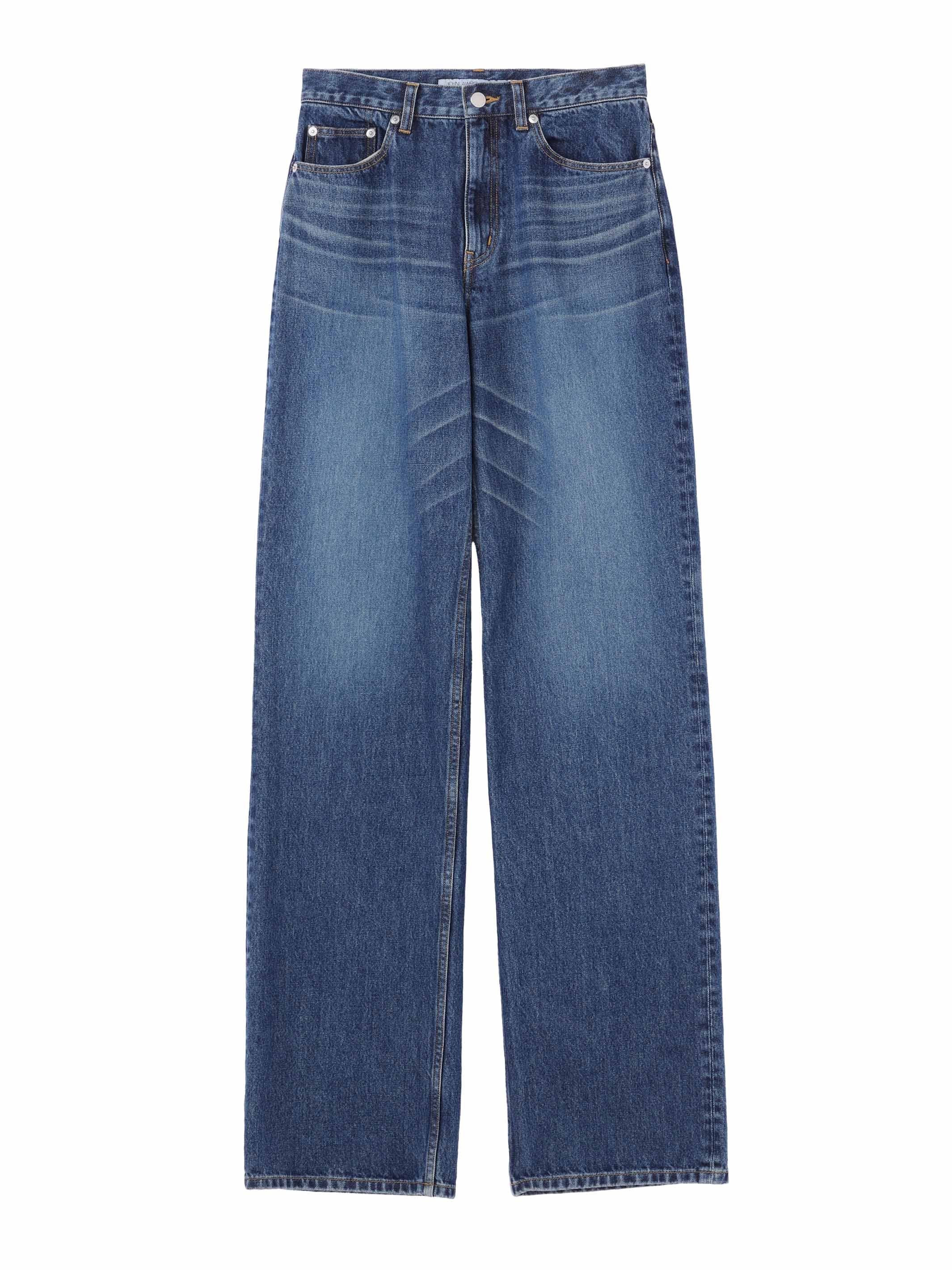 Washed Denim Straight Pants