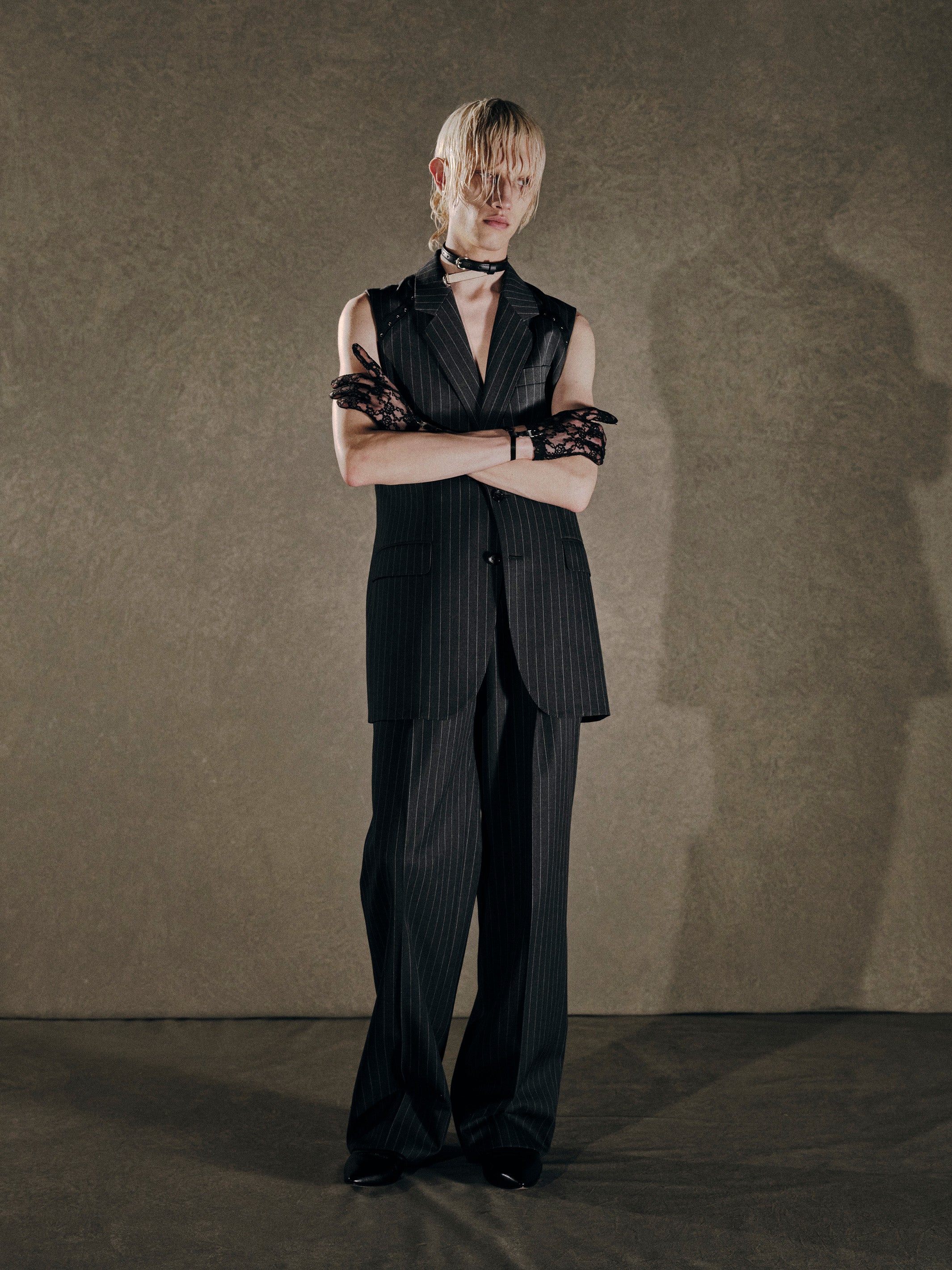 WOOL GABARDINE WIDE TROUSERS