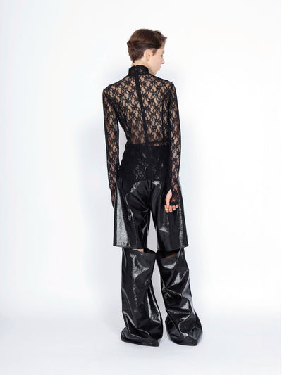 PATENT CUT OUT WIDE PANTS