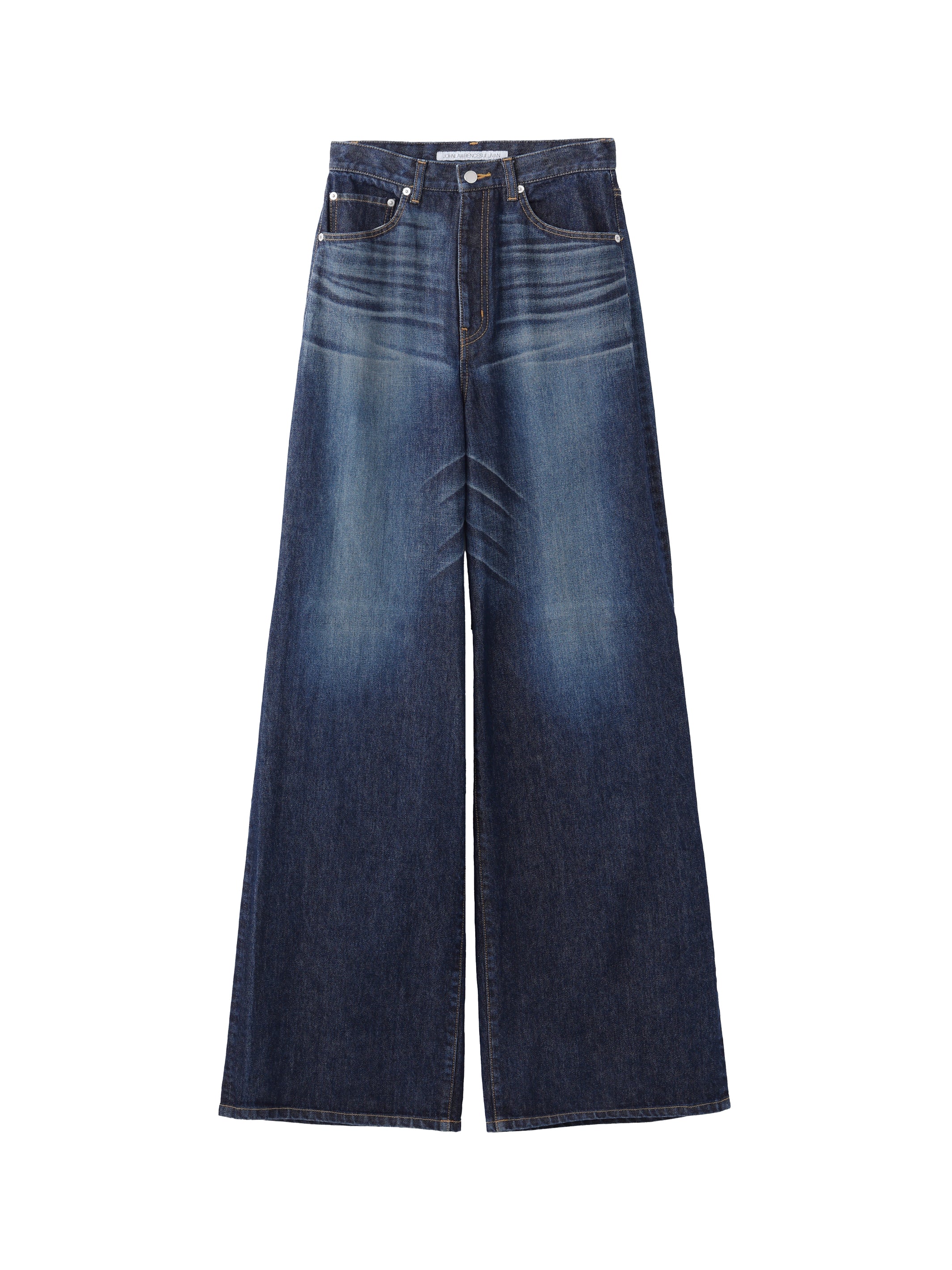 WASHED DENIM CUT OUT WIDE PANTS