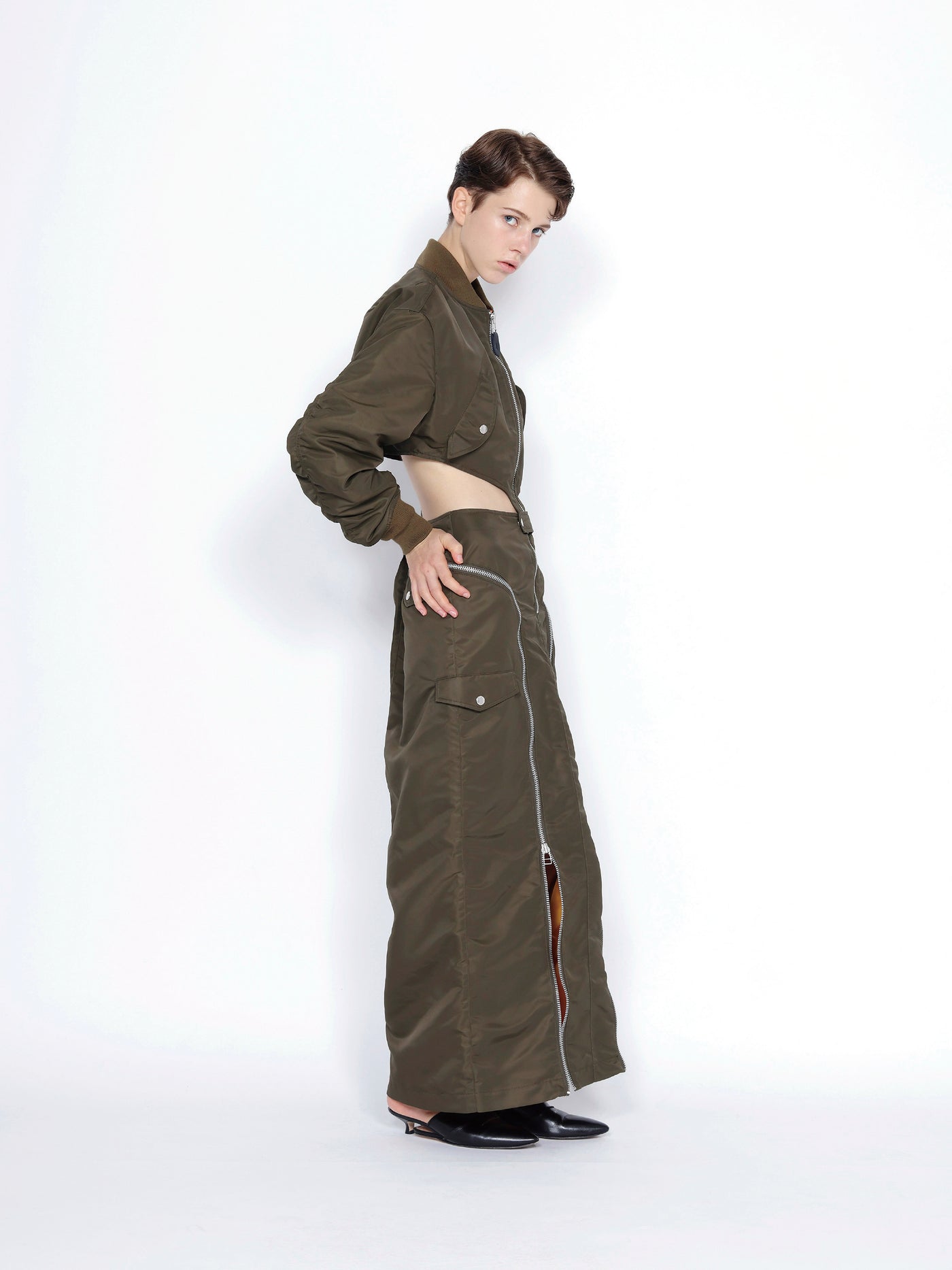 NYLON TWILL BOMBER SKIRT