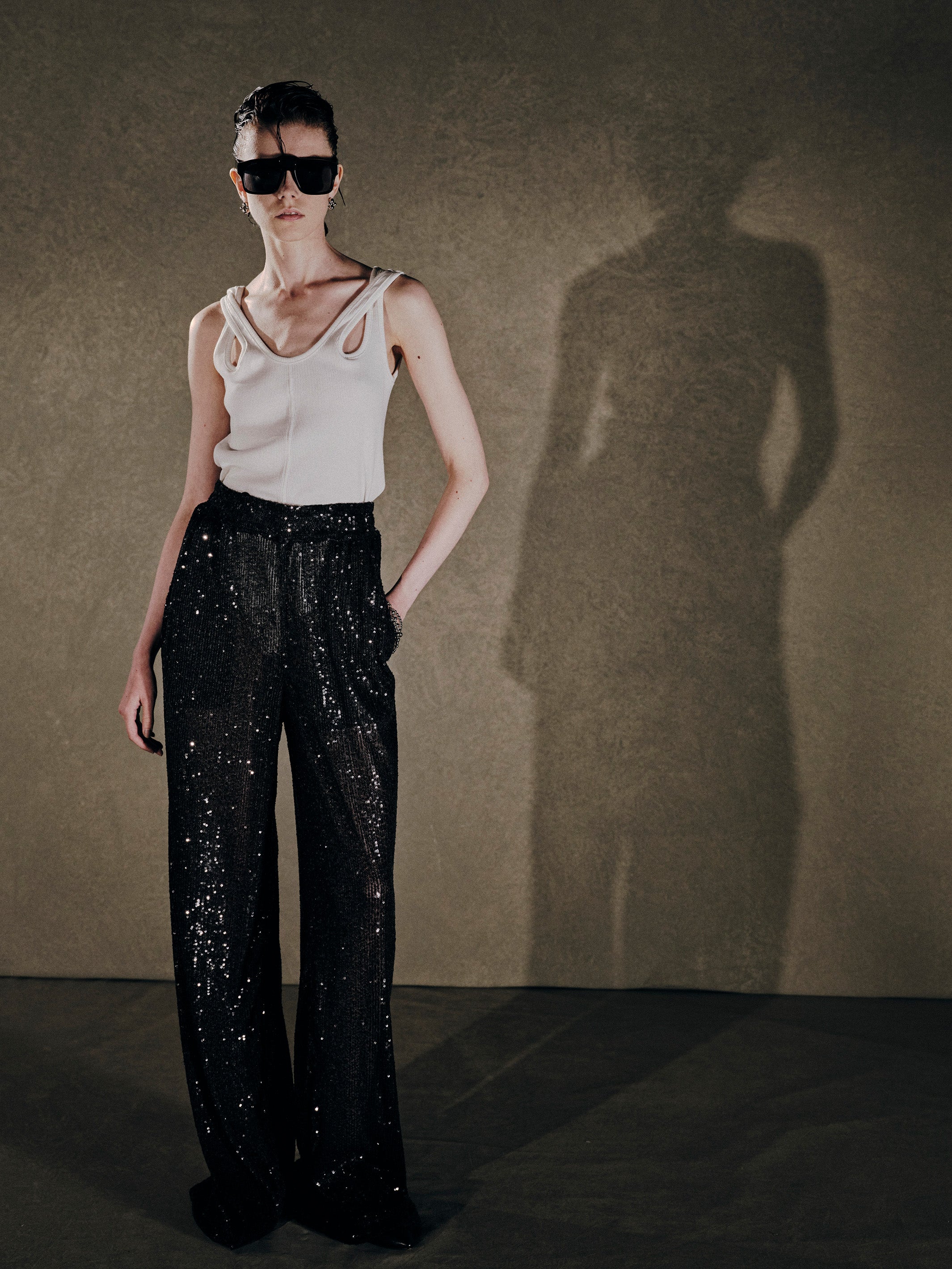 SPANGLE WIDE PANTS