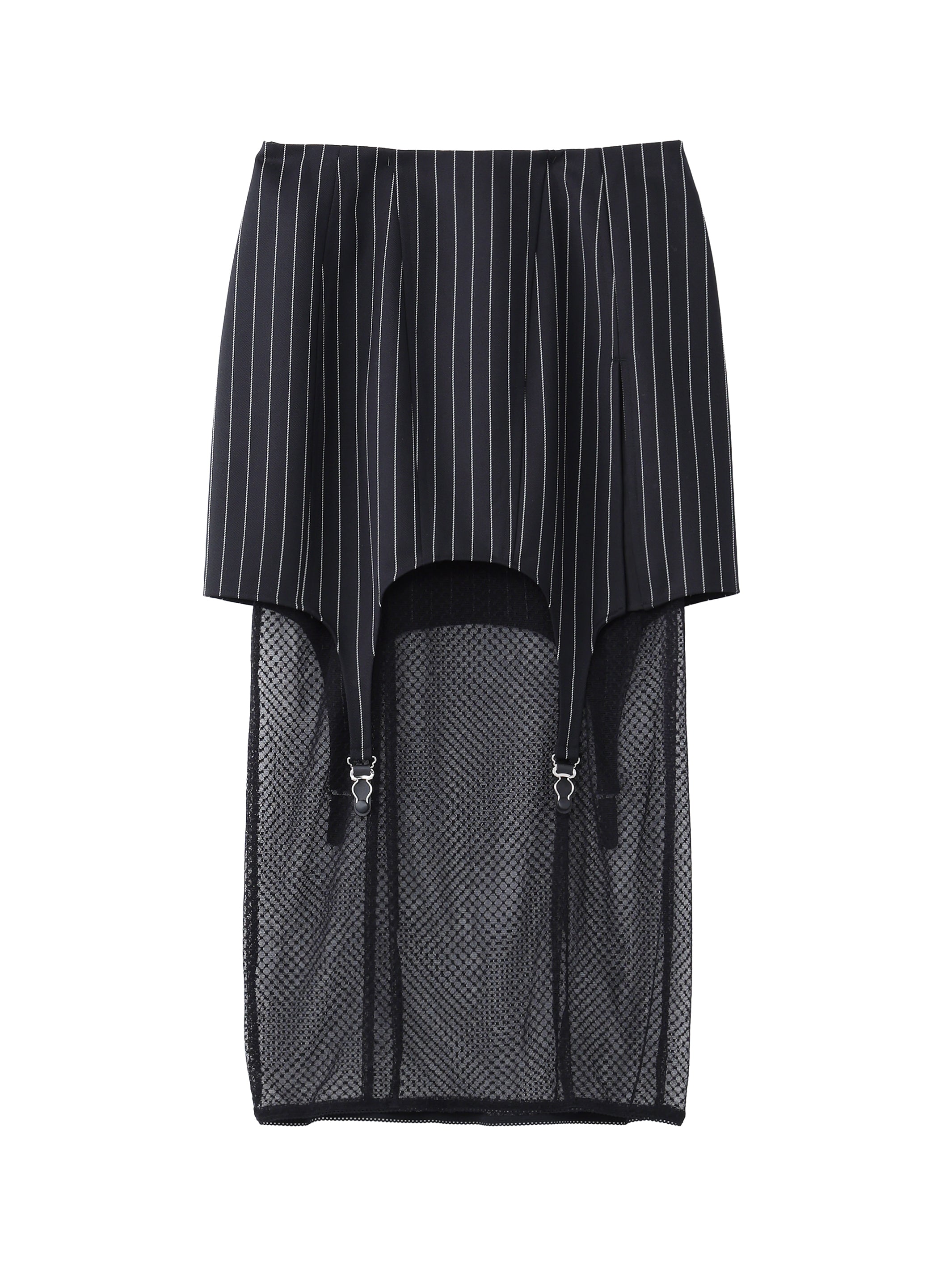 WOOL GABARDINE LAYERED SKIRT WITH GARTER BELT