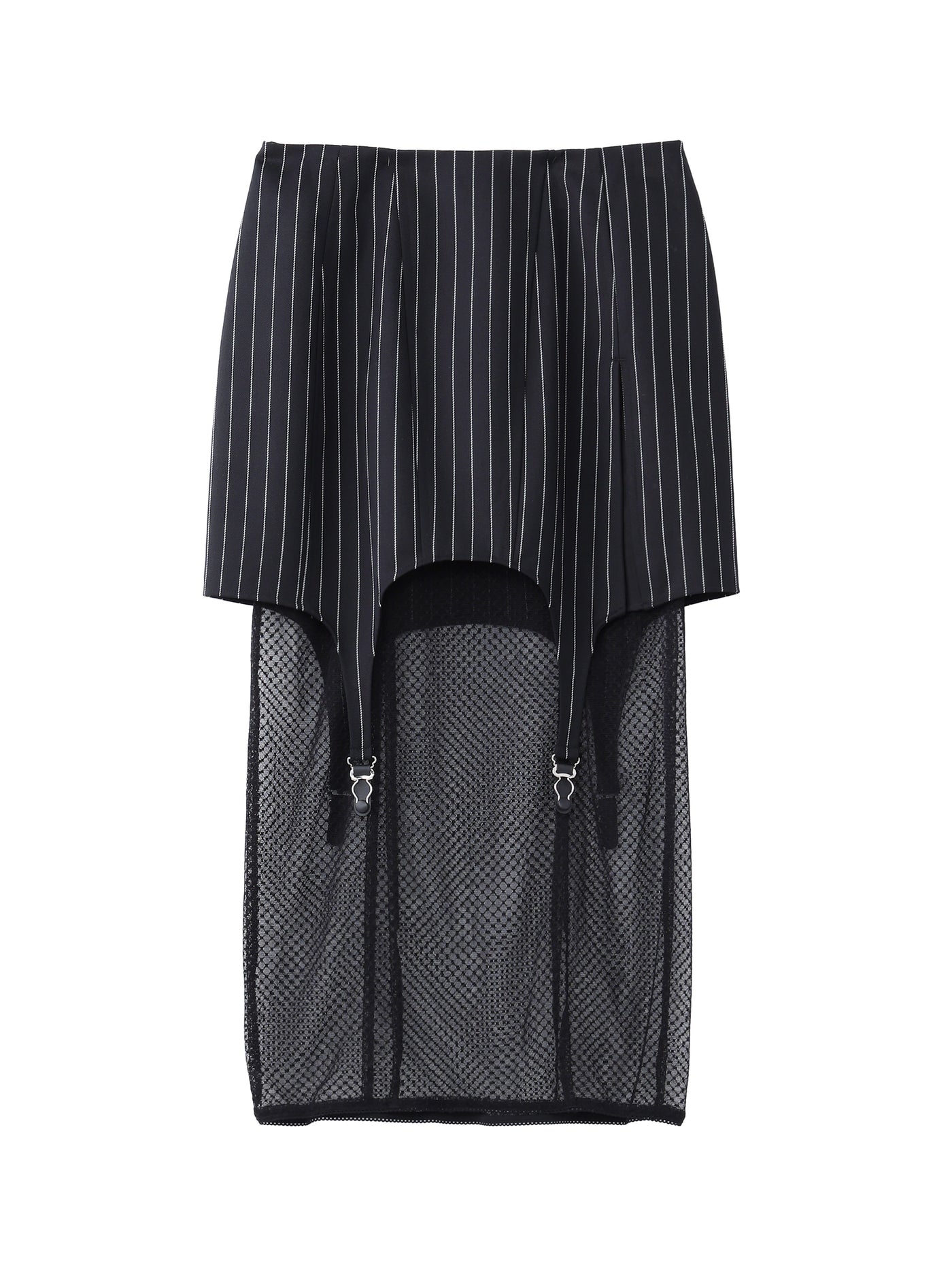 Wool Gabardine Layered Skirt with Garter Belt