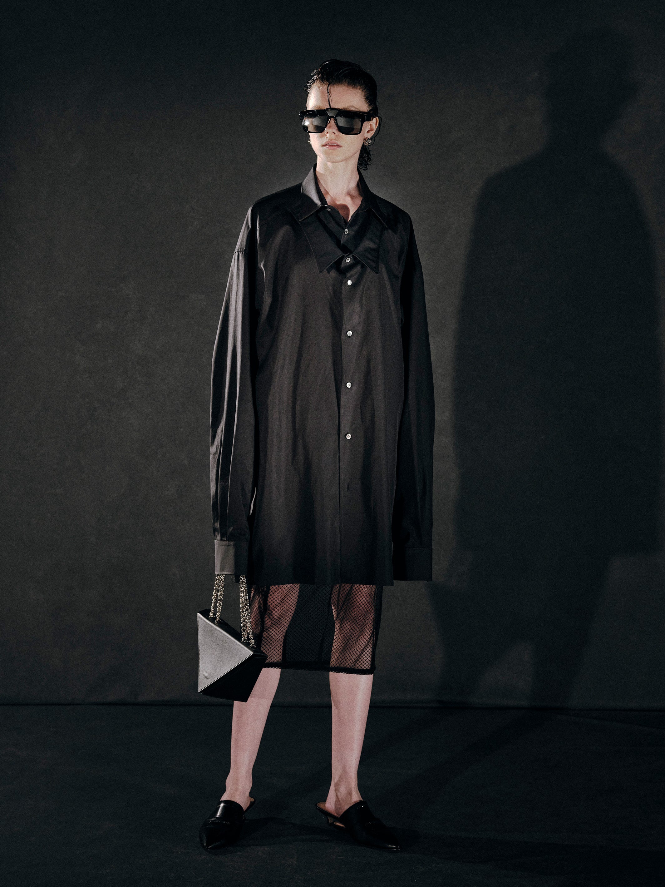 WOOL GABARDINE LAYERED SKIRT WITH GARTER BELT