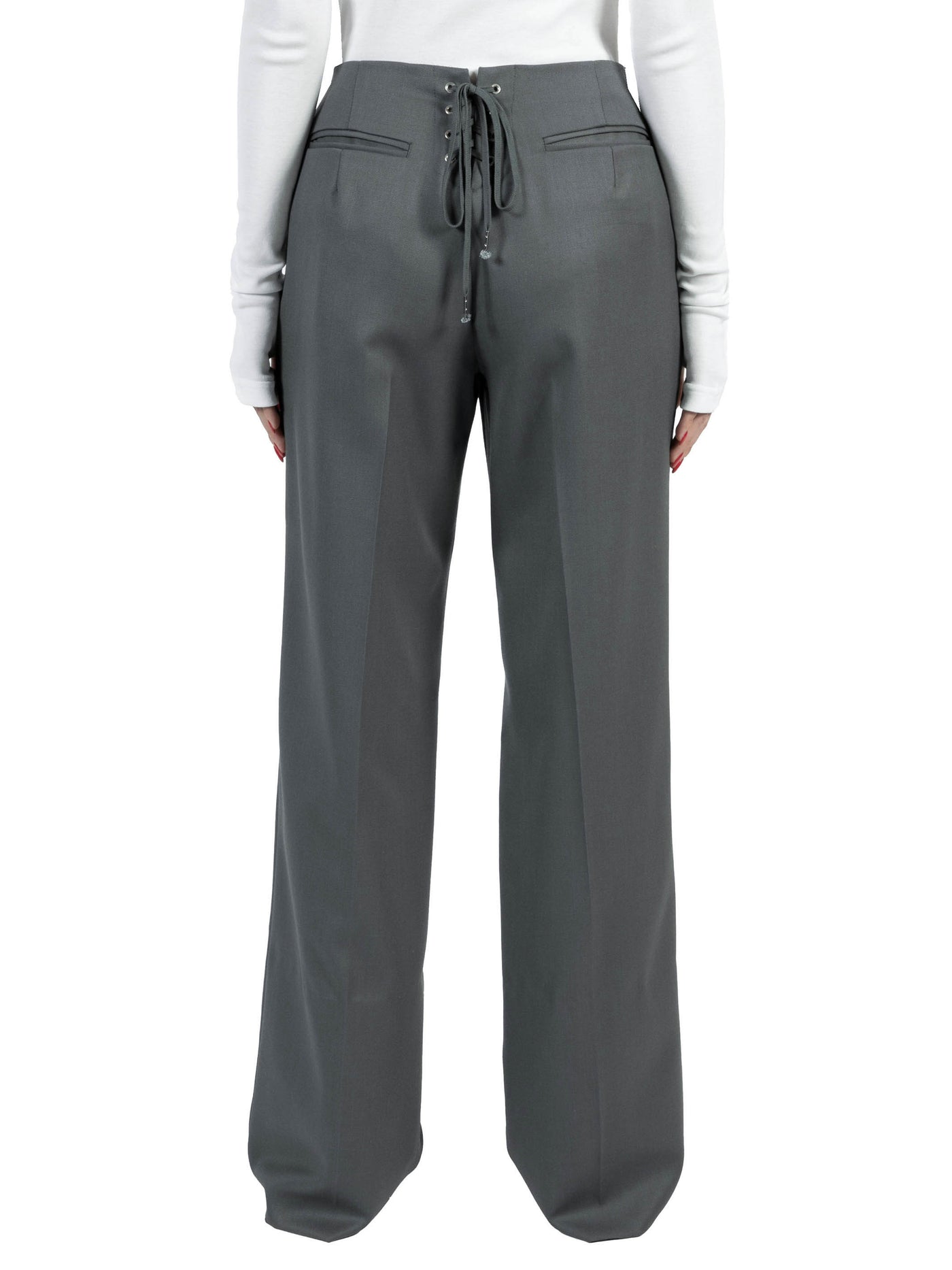 Wool gabardine lace-up trousers