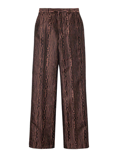 Moire jacquard straight trousers
