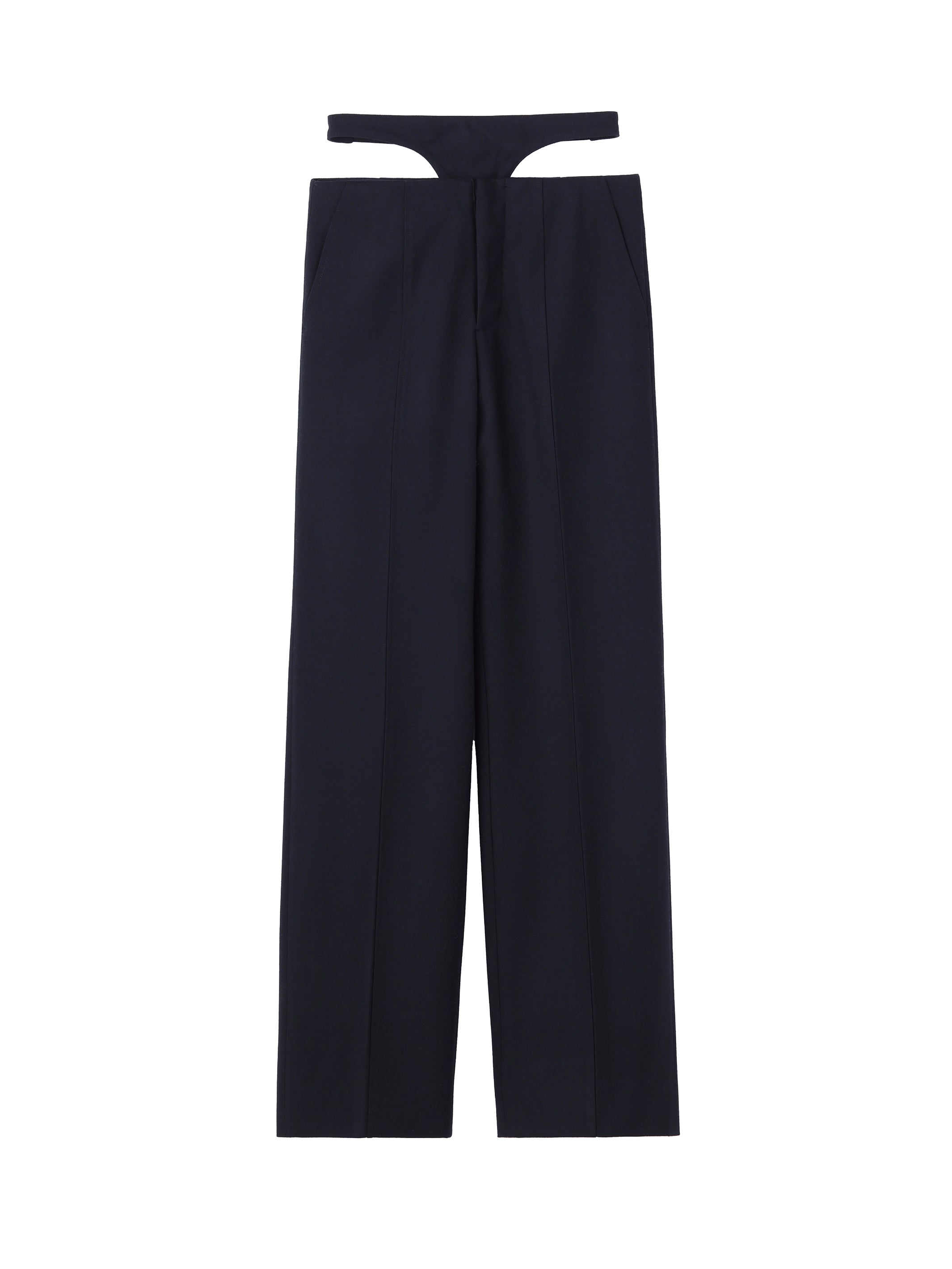 WOOL BARATHEA LECE-UP PANTS WITH CUMMERBUND