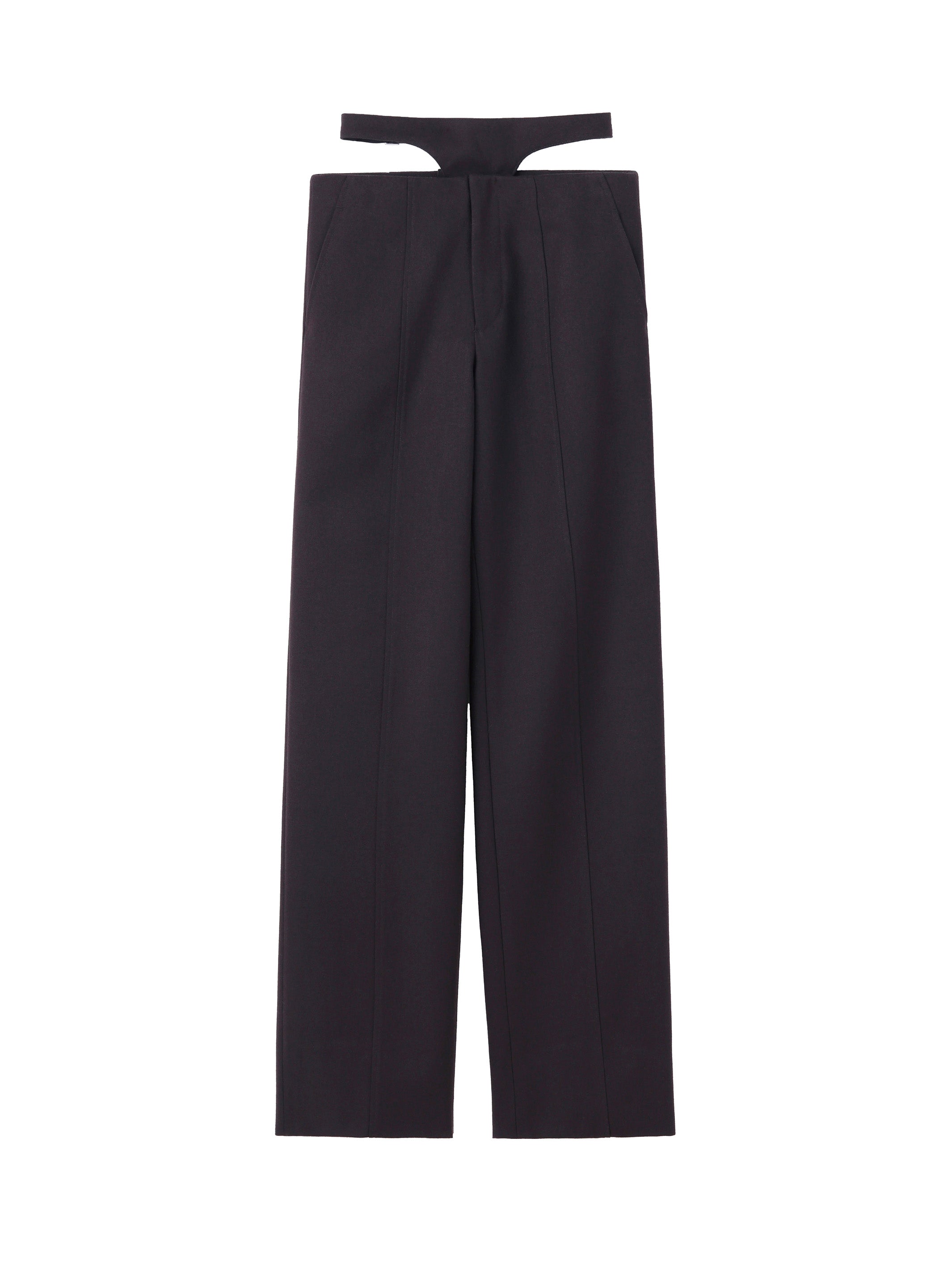 WOOL BARATHEA LECE-UP PANTS WITH CUMMERBUND