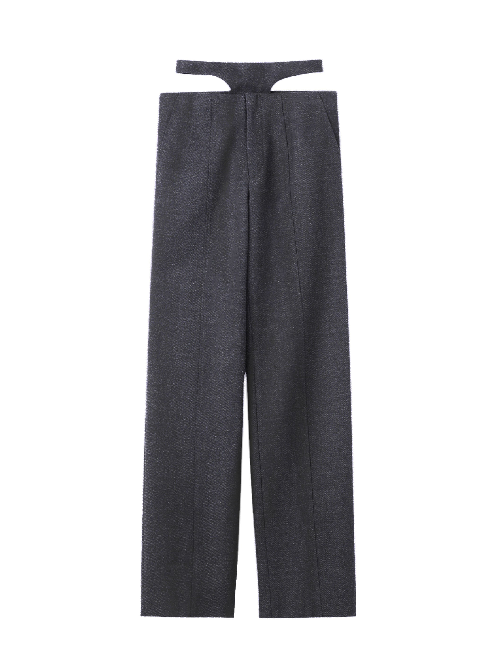 WOOL BARATHEA LECE-UP PANTS WITH CUMMERBUND
