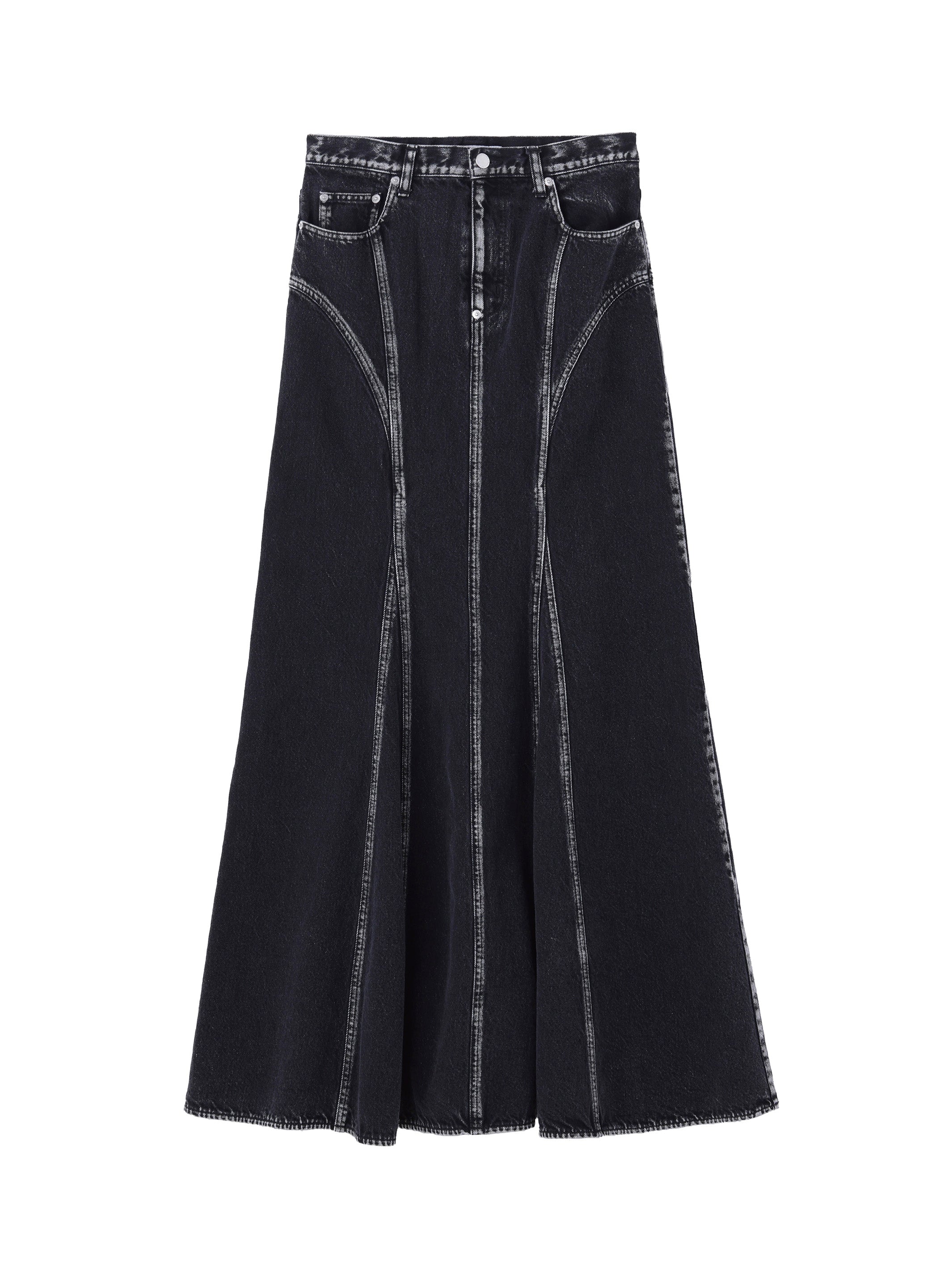 WASHED DENIM MERMAID LINE SKIRT