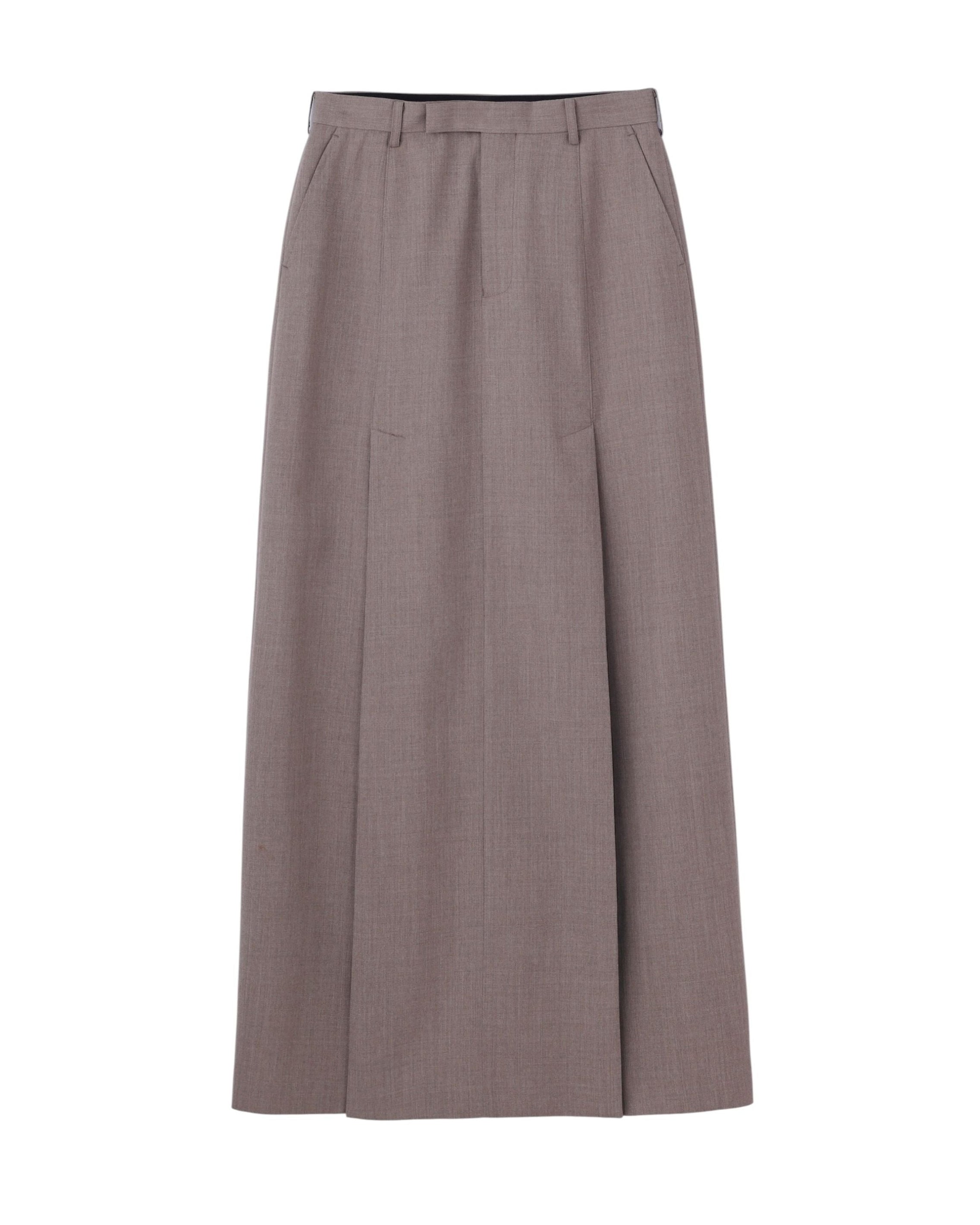 WOOL GABARDINE SLIT SKIRT