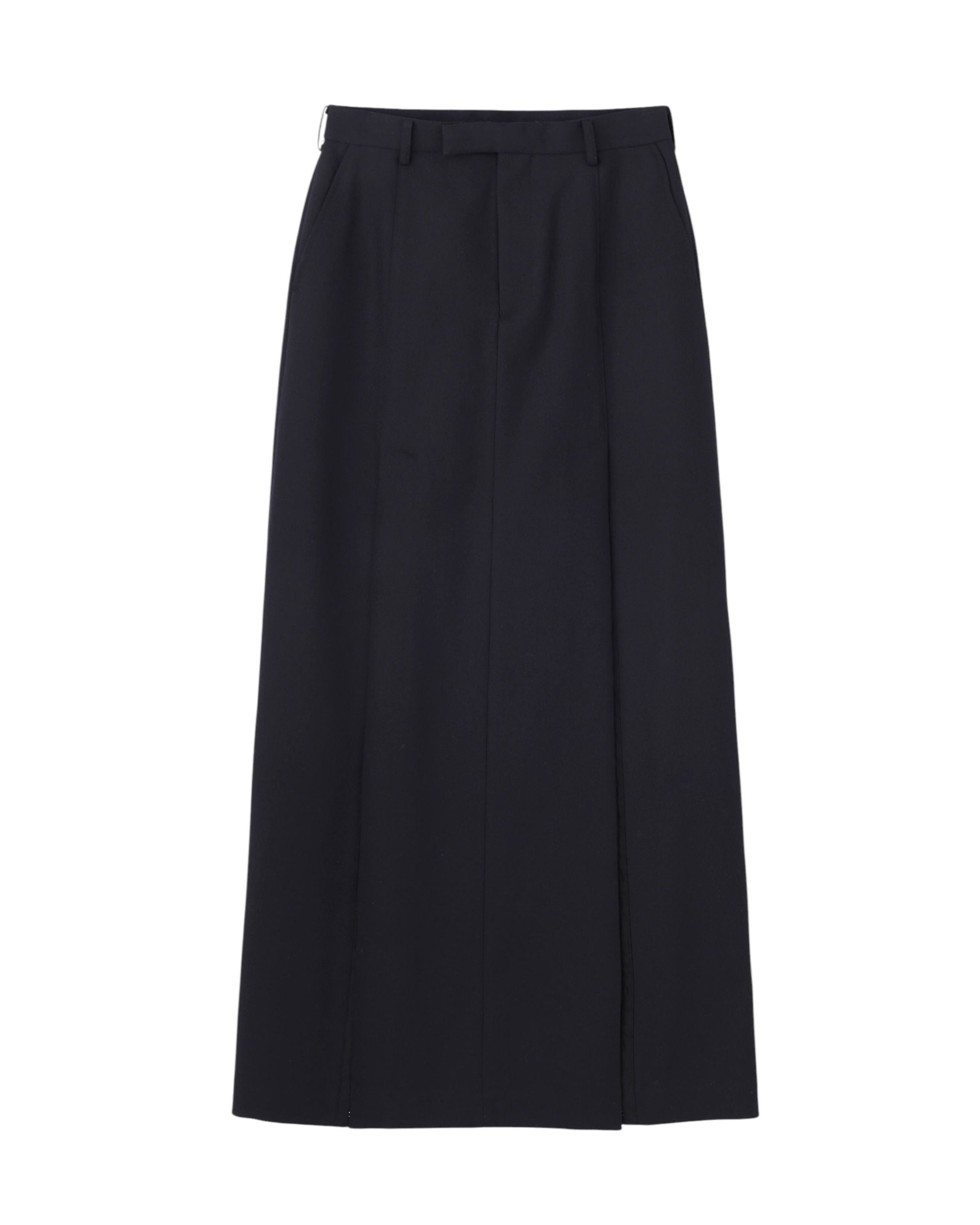 WOOL GABARDINE SLIT SKIRT
