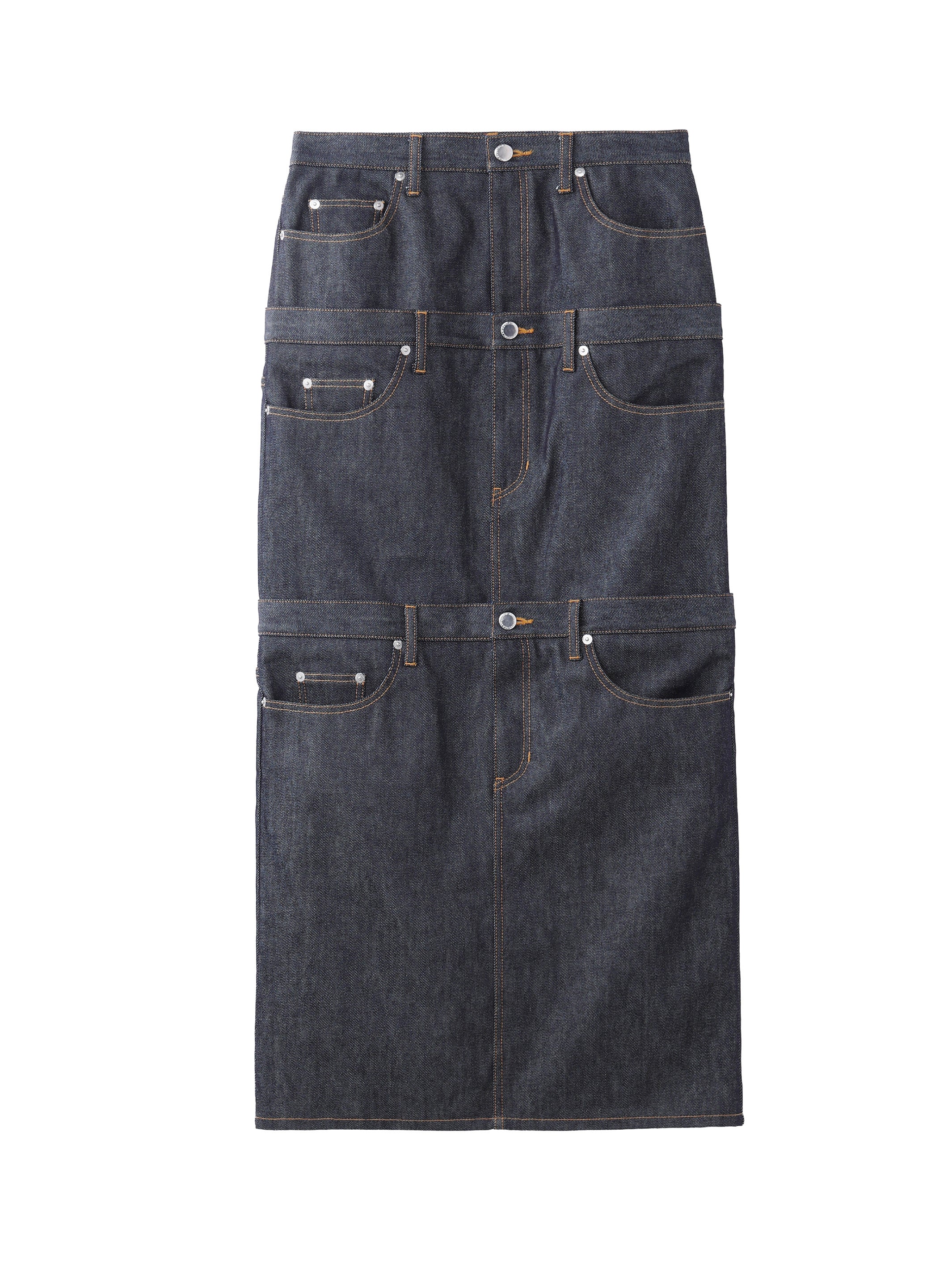 Rigid Denim Stacked Skirt