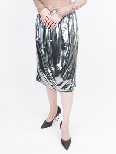 Metallic Jersey Gathered Skirt