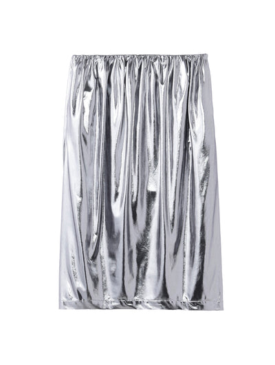 METALLIC JERSEY GATHERED SKIRT