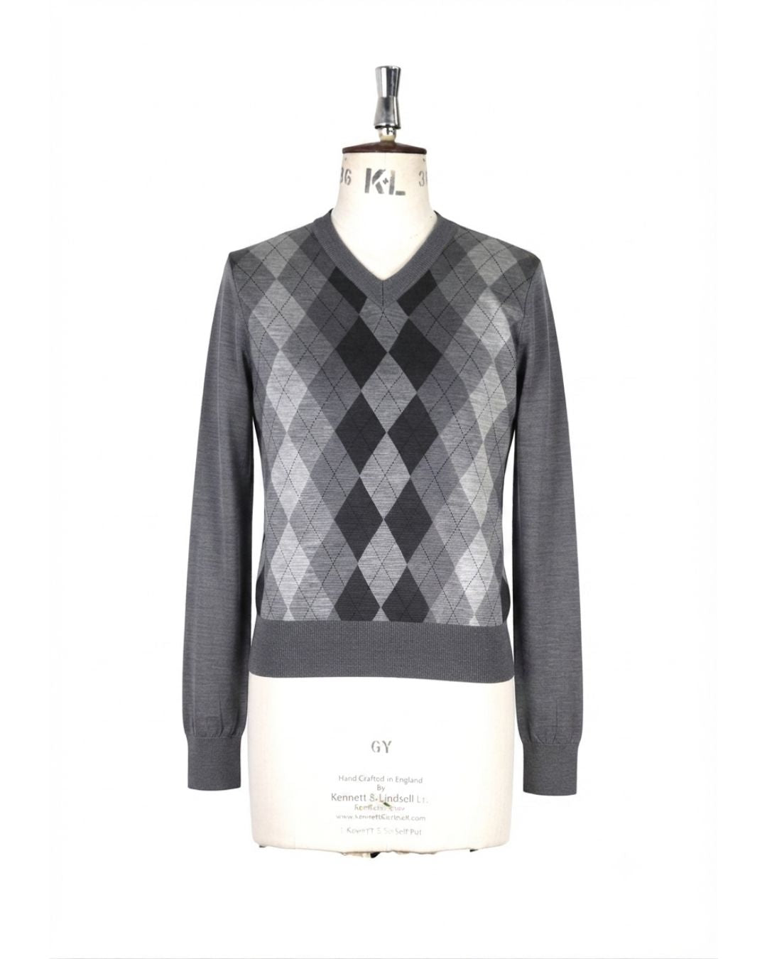 ARGYLE JACQUARD SILK KNIT SWEATER