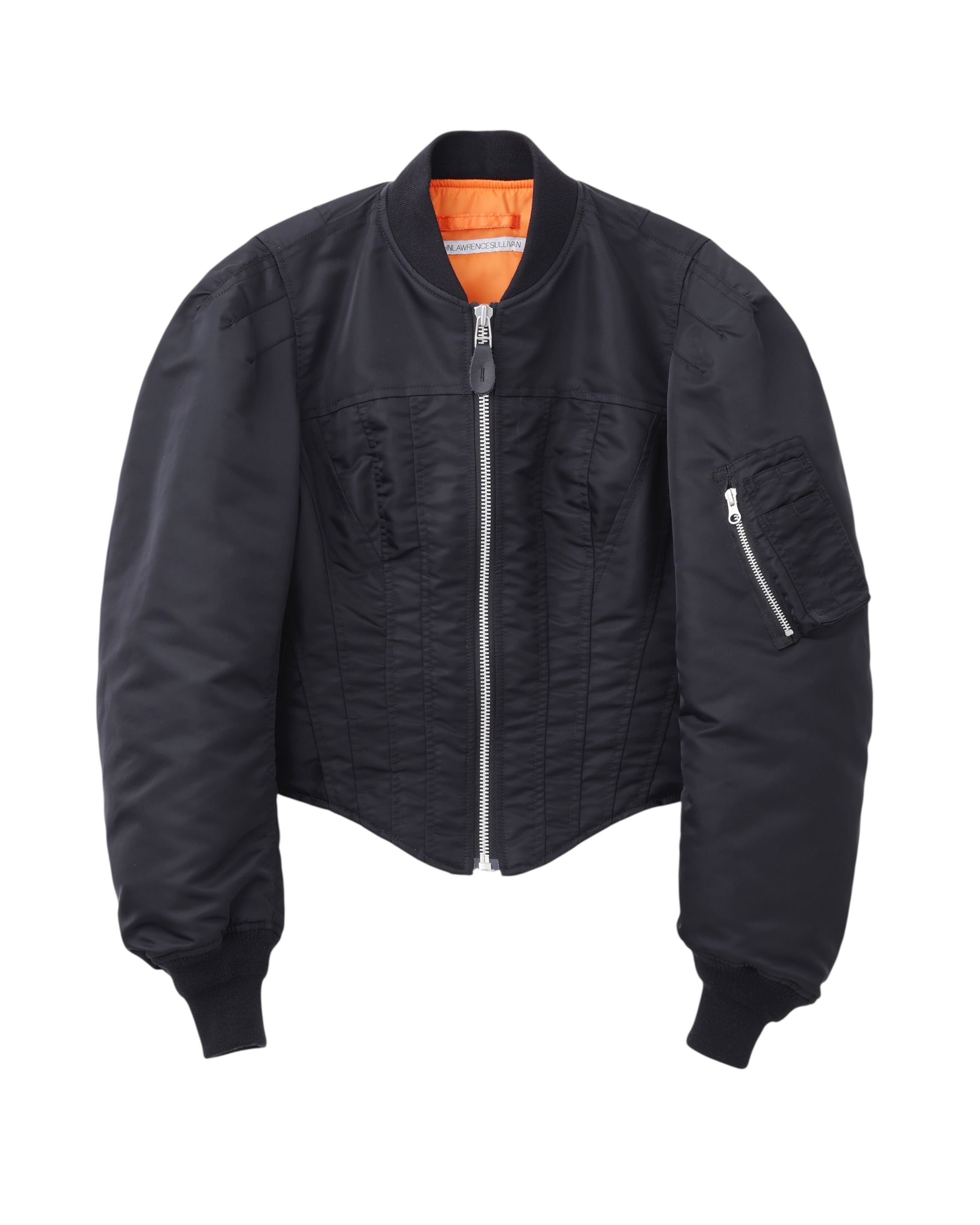 NYLON TWILL CORSET BOMBER JACKET