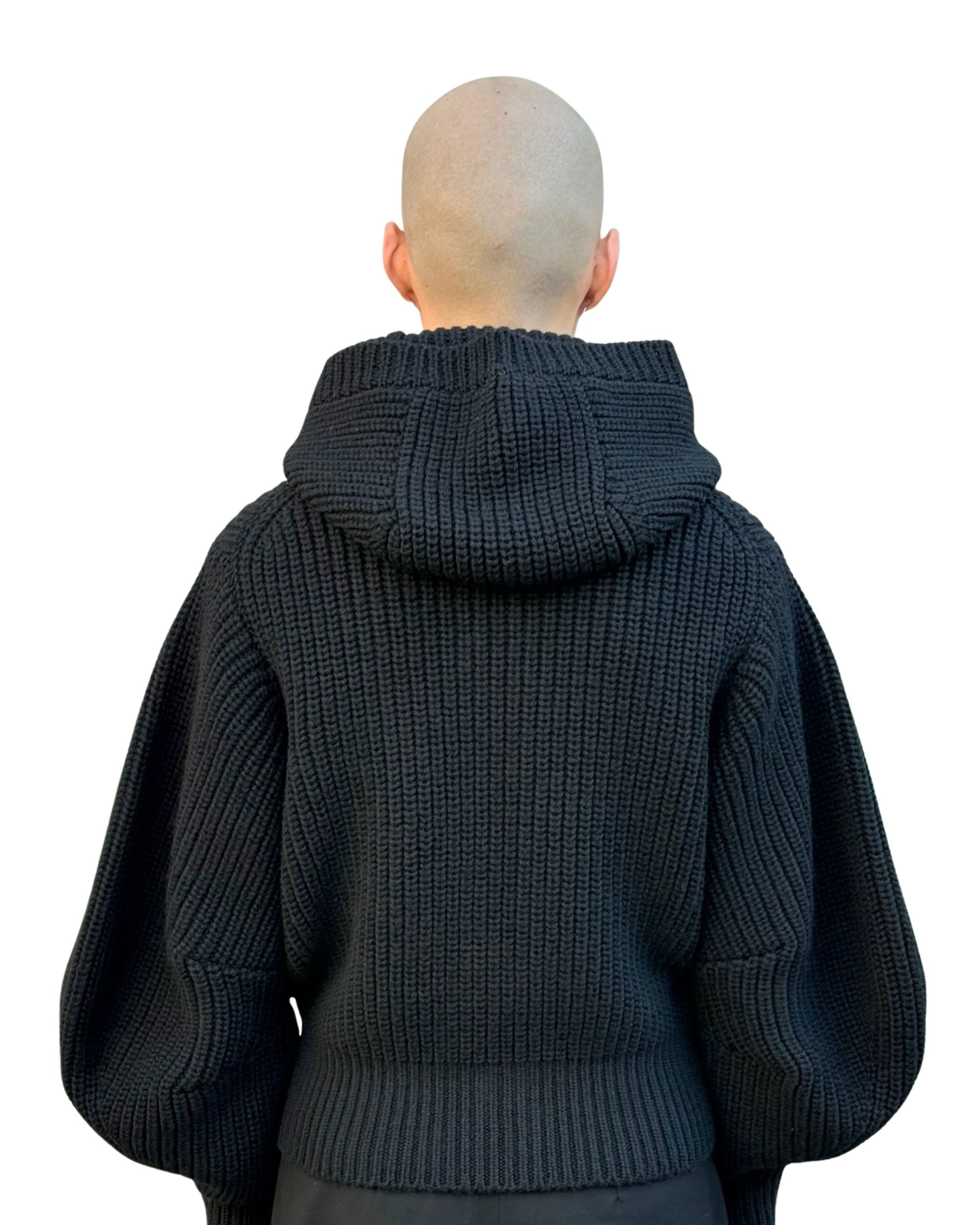 RIBBED KNIT HOOD