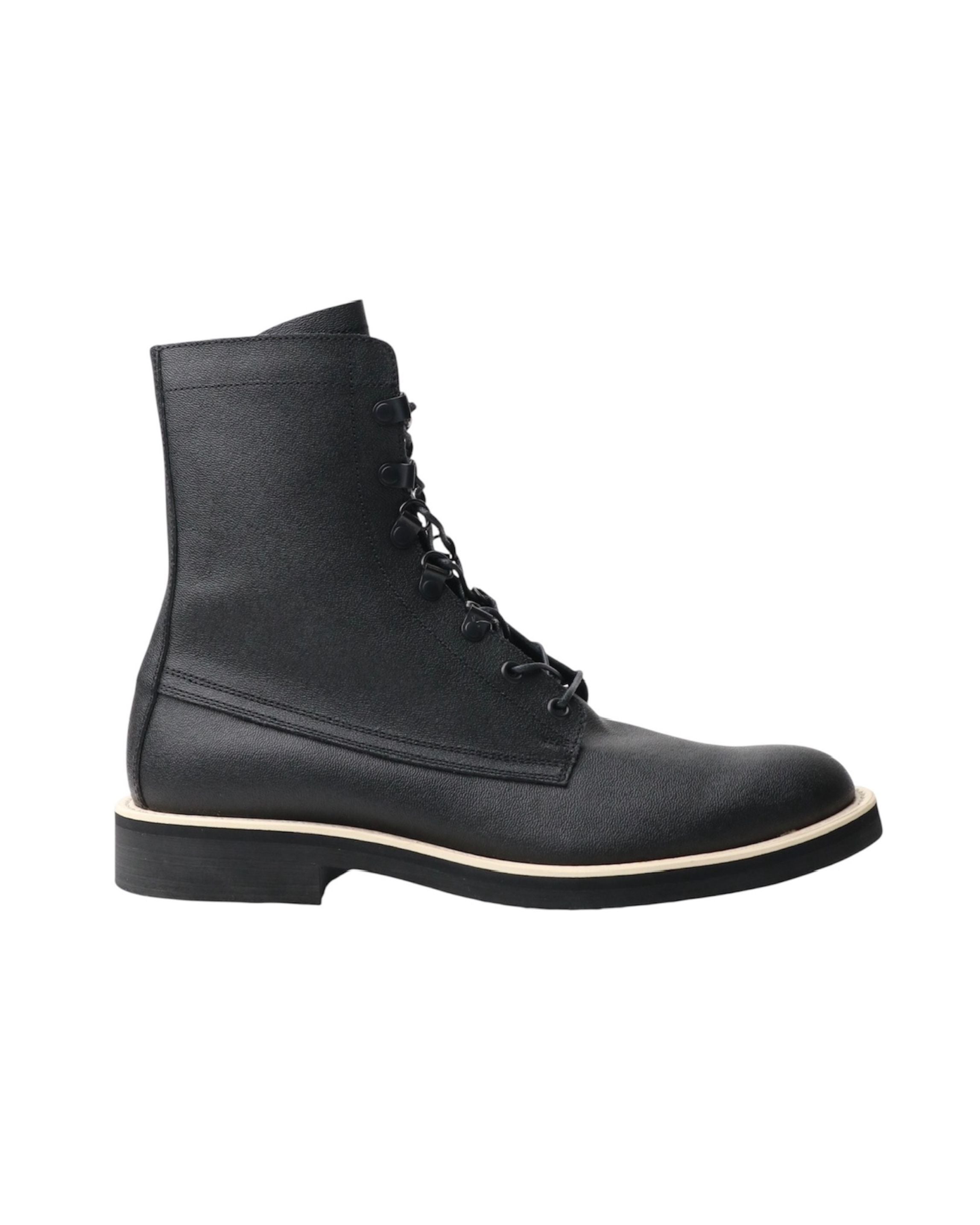 LEATHER COMBAT BOOTS | BLACK / WHITE