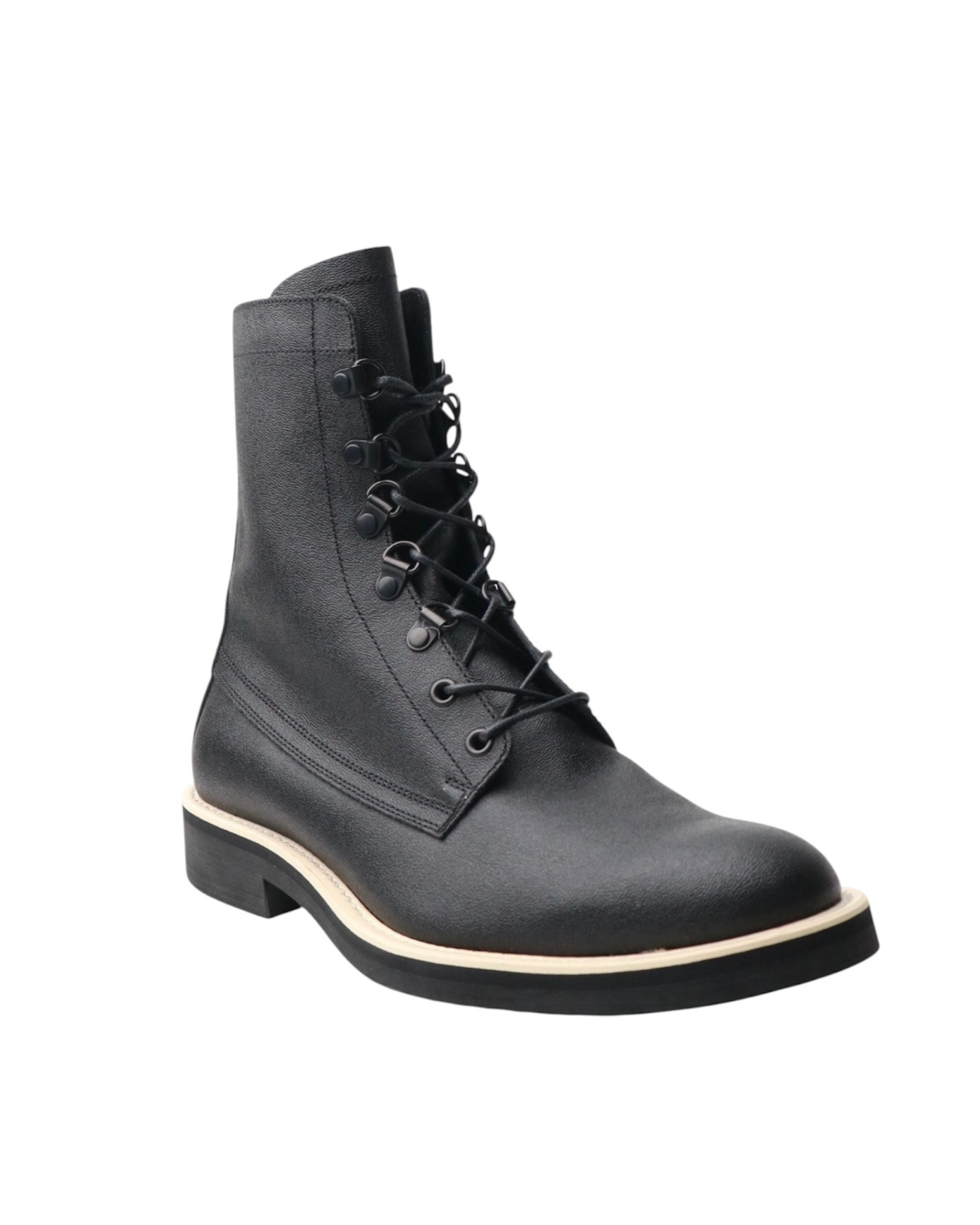 LEATHER COMBAT BOOTS | BLACK / WHITE