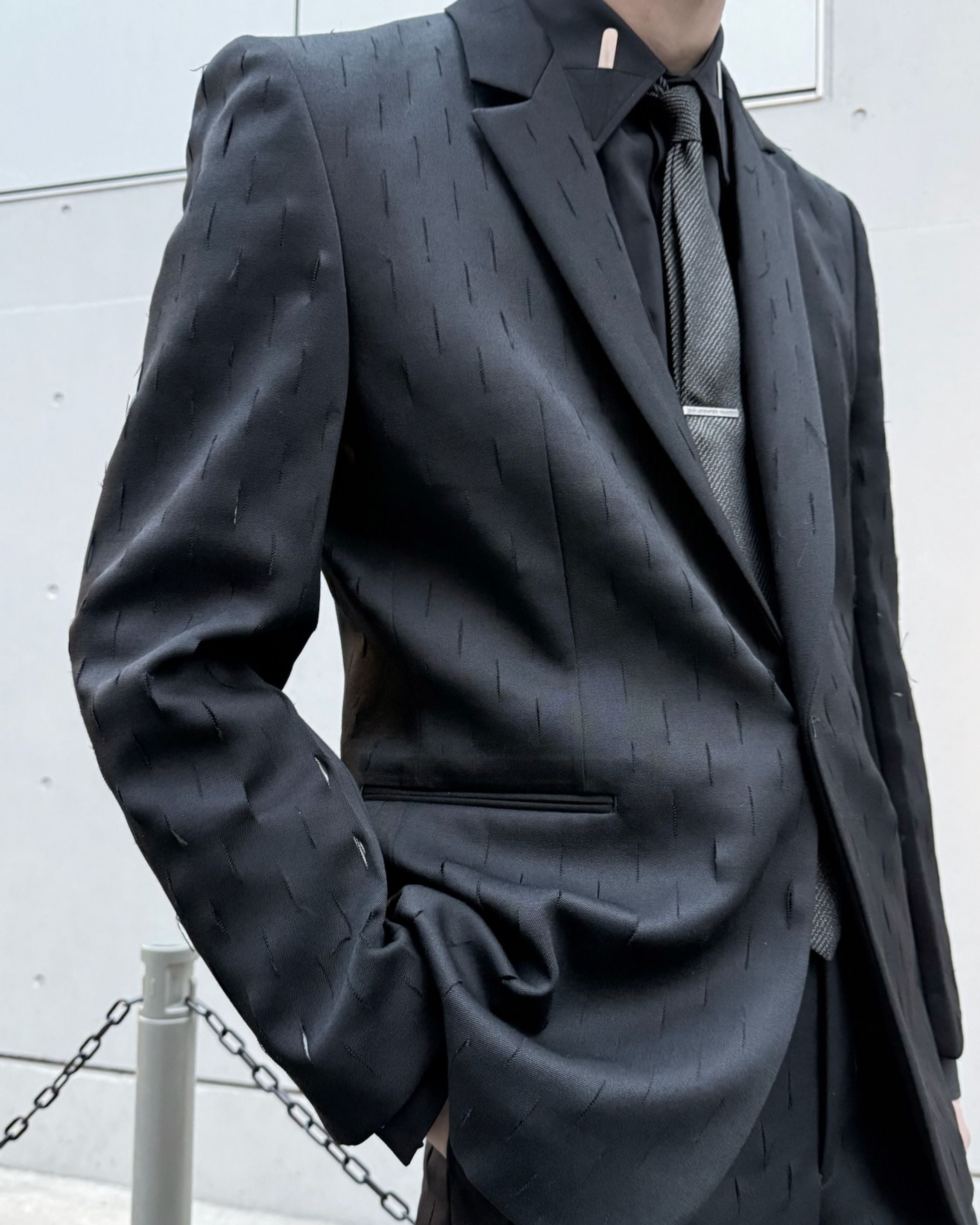 SLASHED WOOL GABARDINE SINGLE BREASTED JACKET