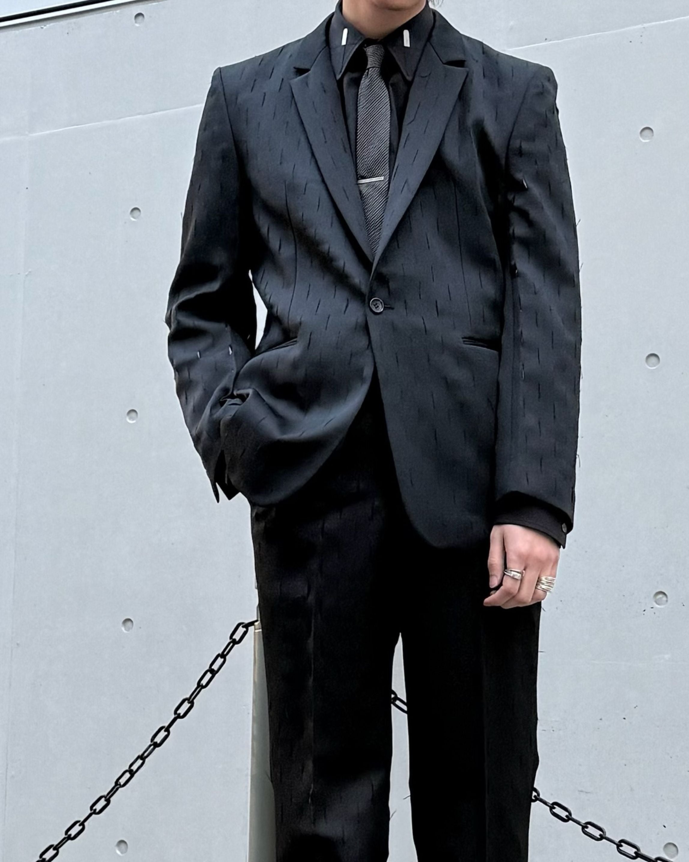 SLASHED WOOL GABARDINE SINGLE BREASTED JACKET