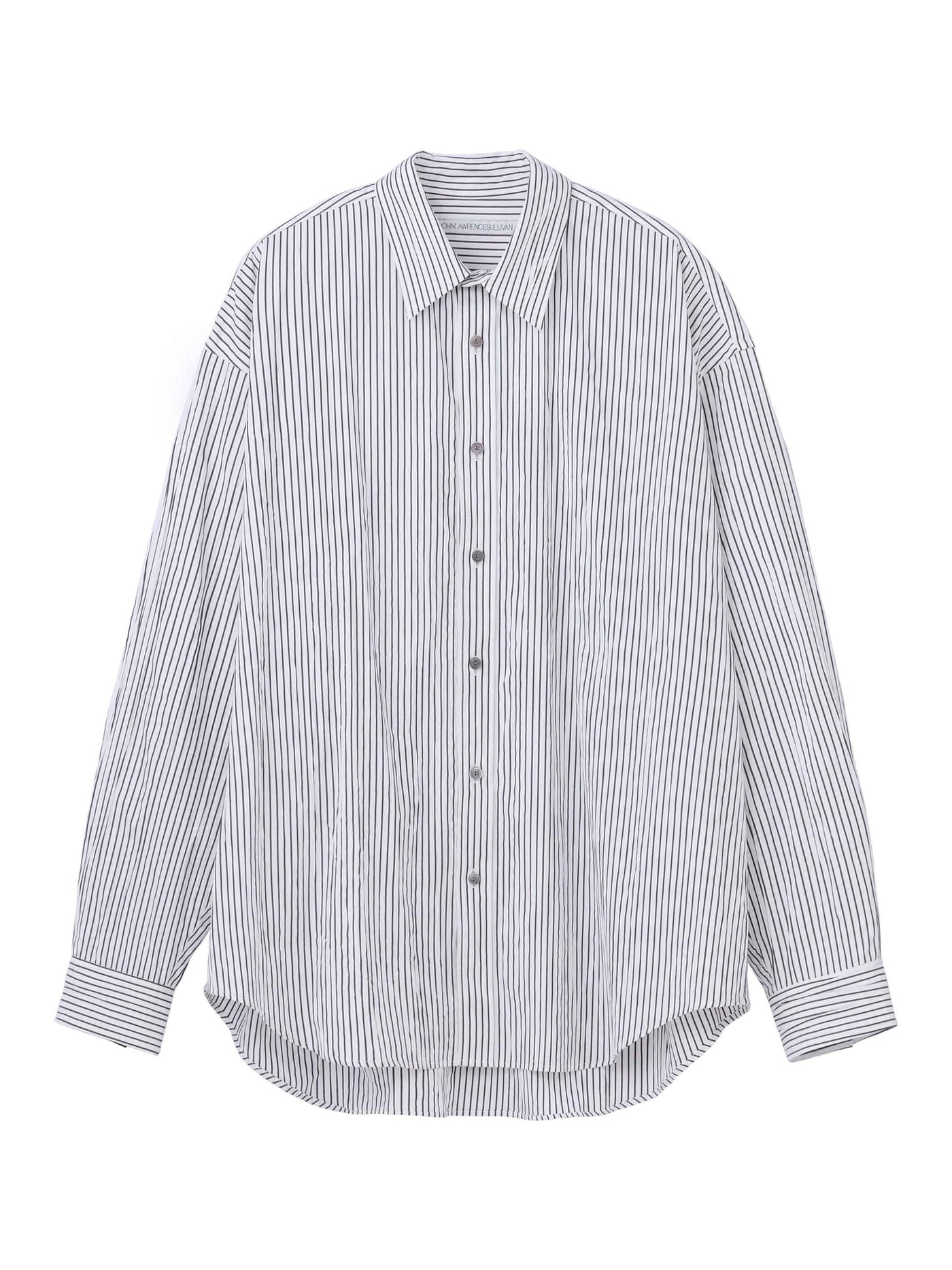 Wrinkled stripe broadcloth oversized shirt