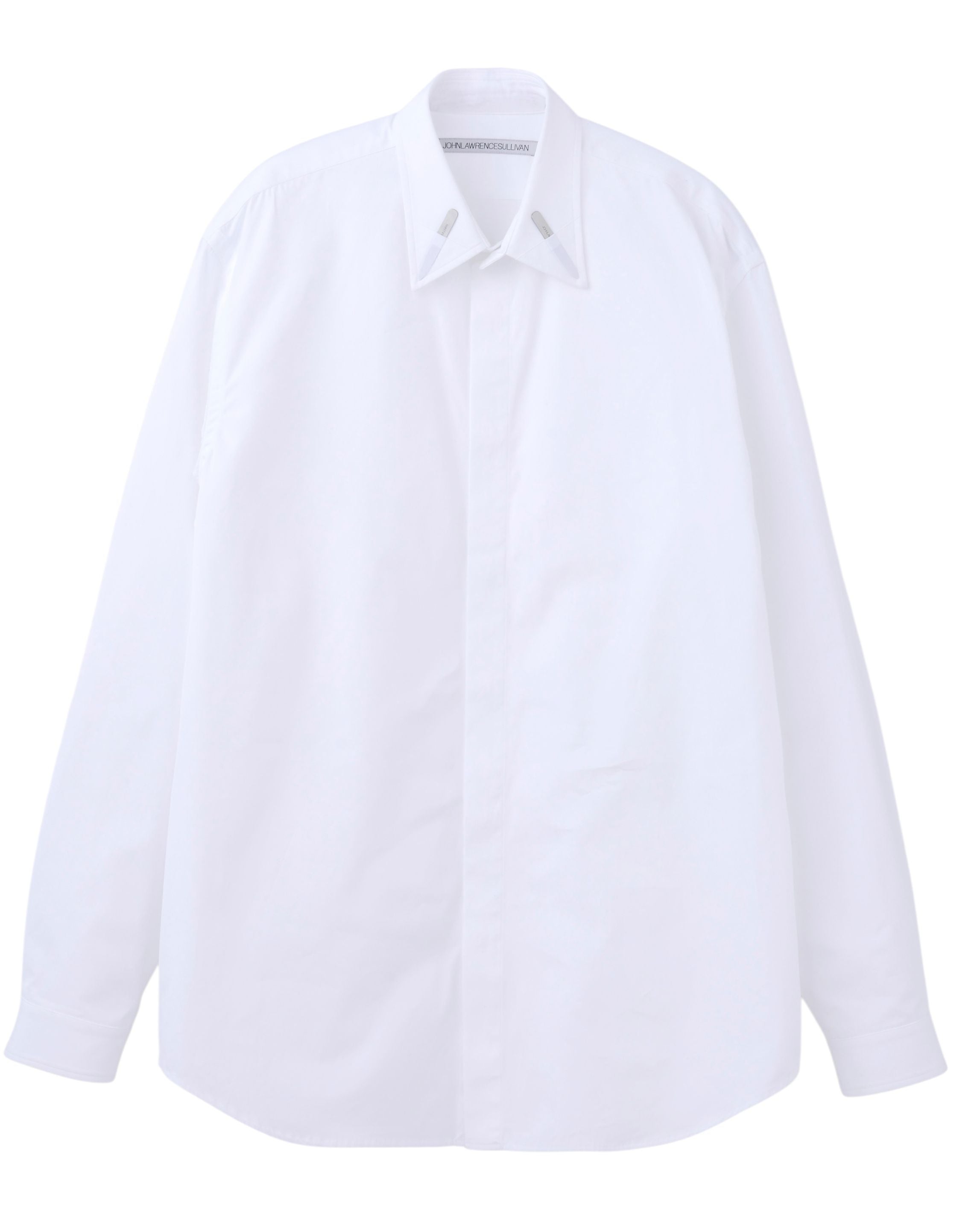 BROADCLOTH REGULAR COLLAR SHIRT WITH COLLAR STIFFENERS