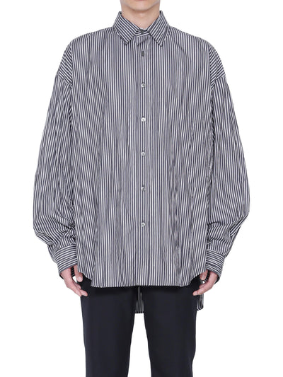 Wrinkled stripe broadcloth oversized shirt