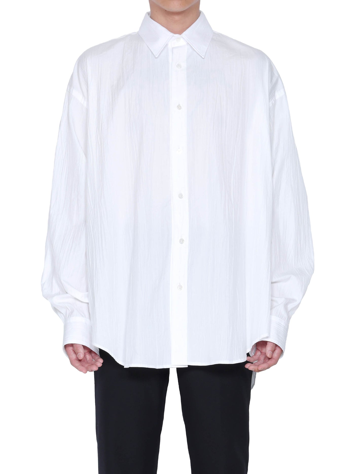 Wrinkled broadcloth oversized shirt