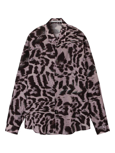 Leopard print regular collar shirt