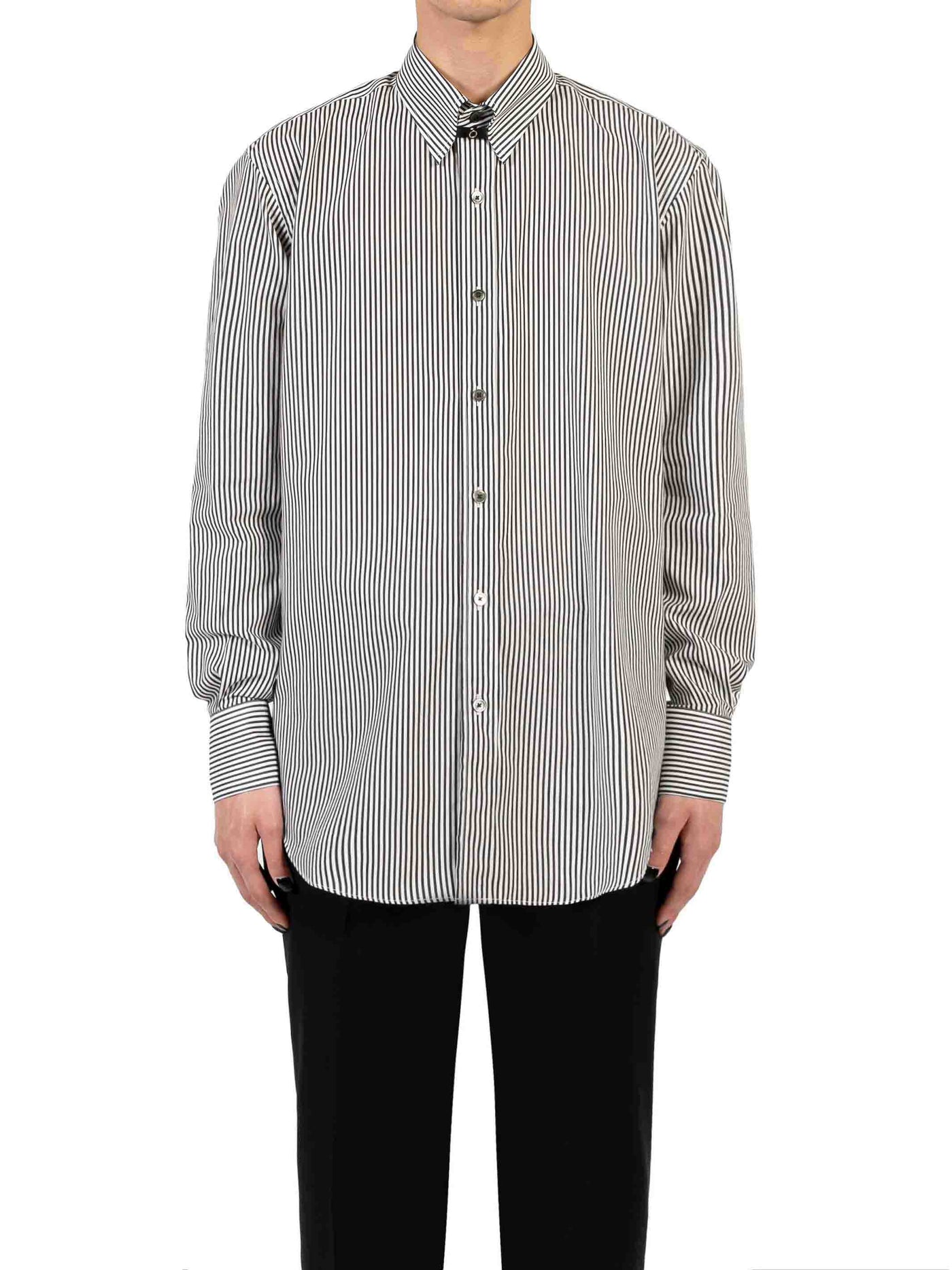 Stripe broadcloth tab collar shirt