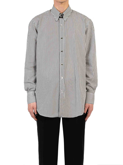Stripe broadcloth tab collar shirt