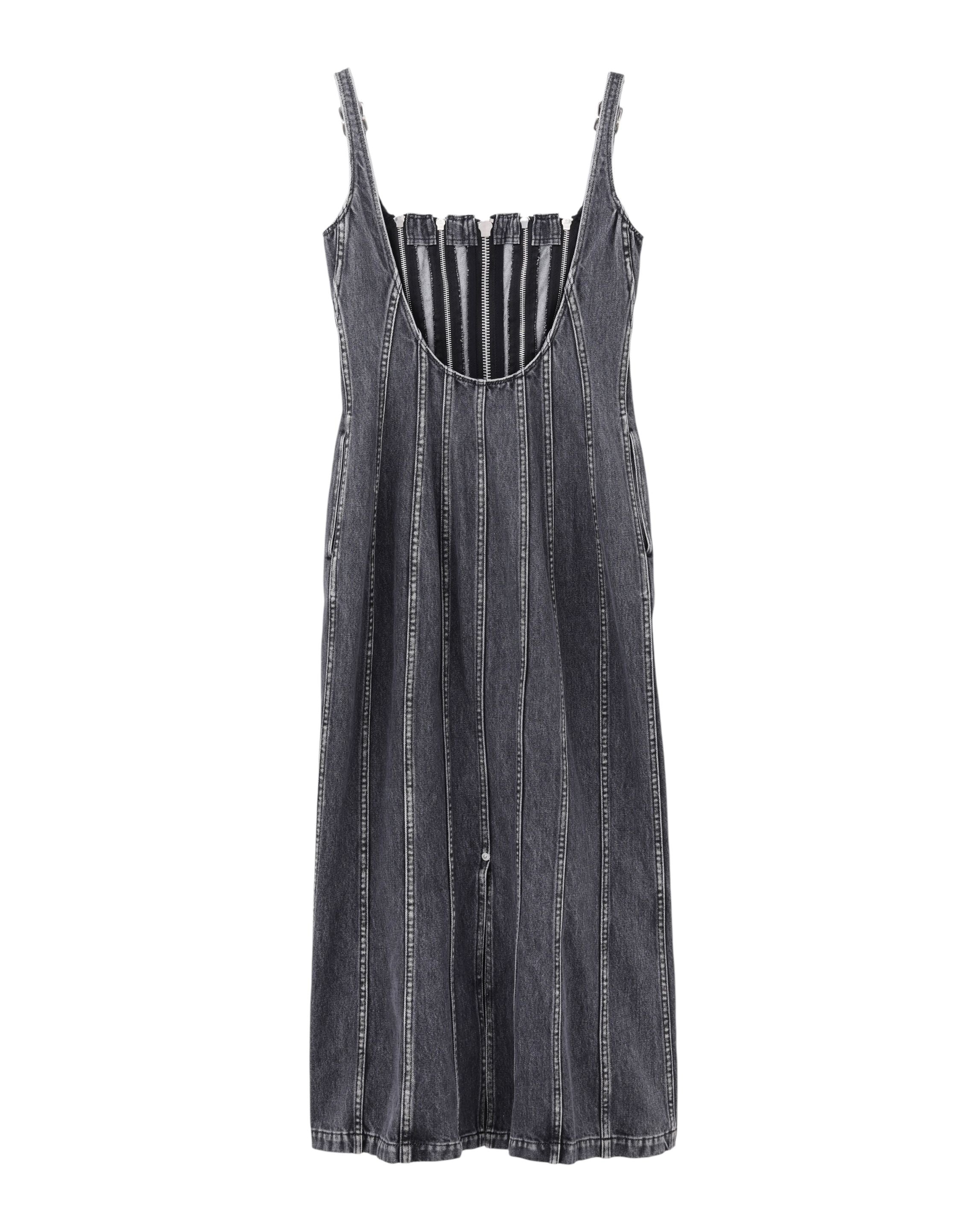 WASHED DENIM CORSET DRESS