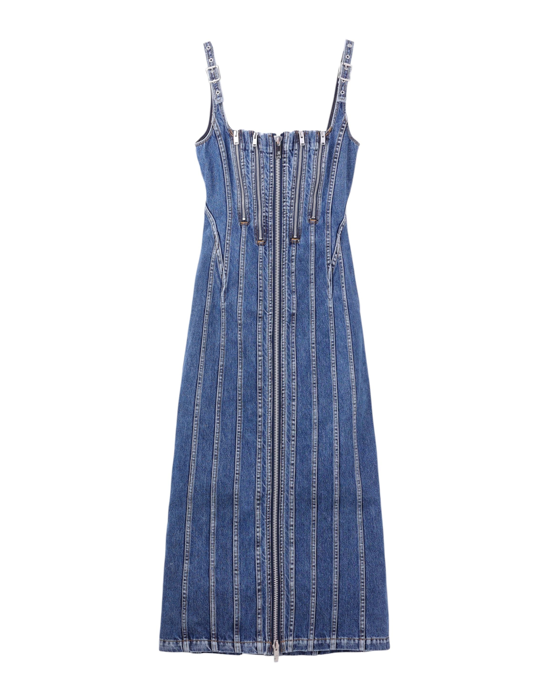 WASHED DENIM CORSET DRESS