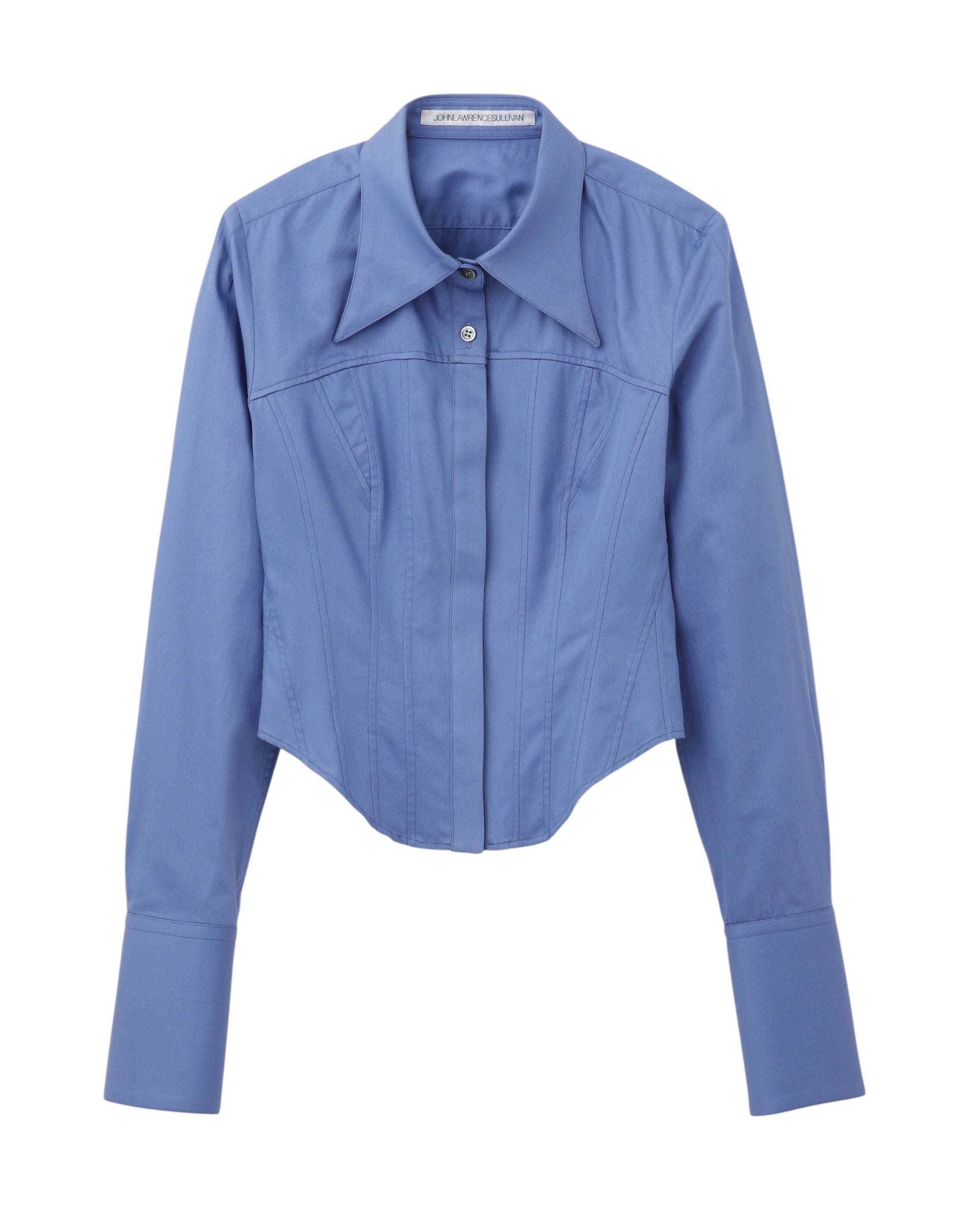 COTTON SATIN CORSET SHIRT