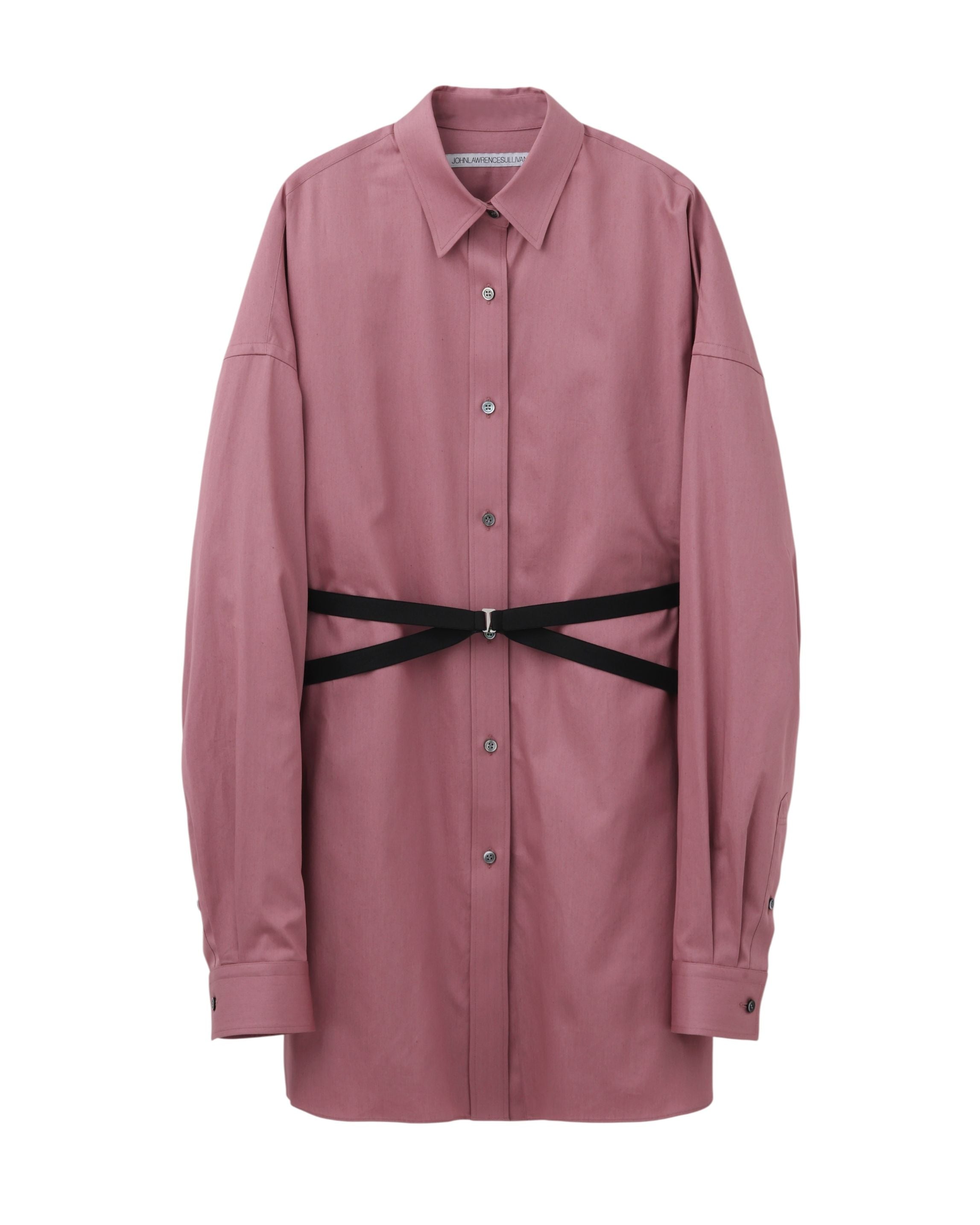 COTTON SATIN OVERSIZED BELTED SHIRT