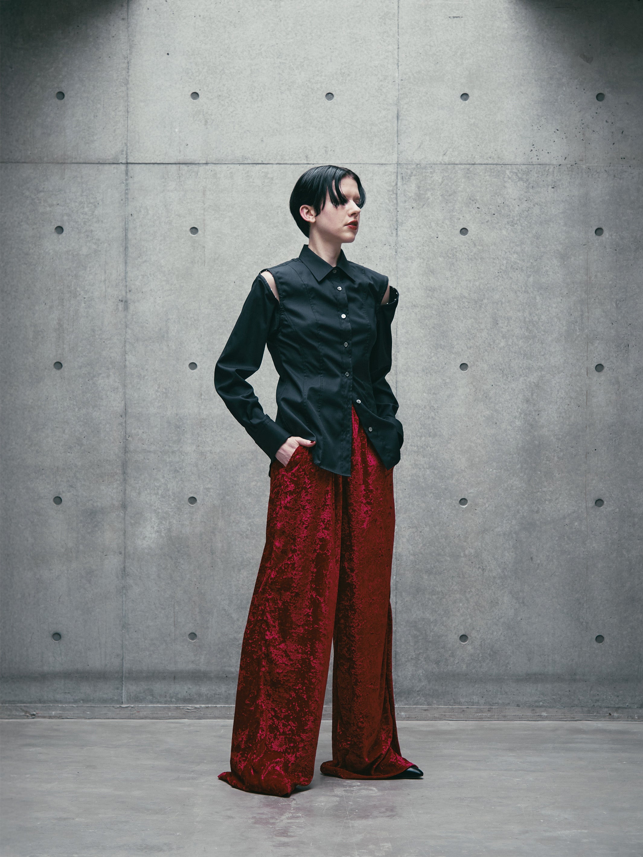 BROADCLOTH CUT OUT CORSET SHIRT
