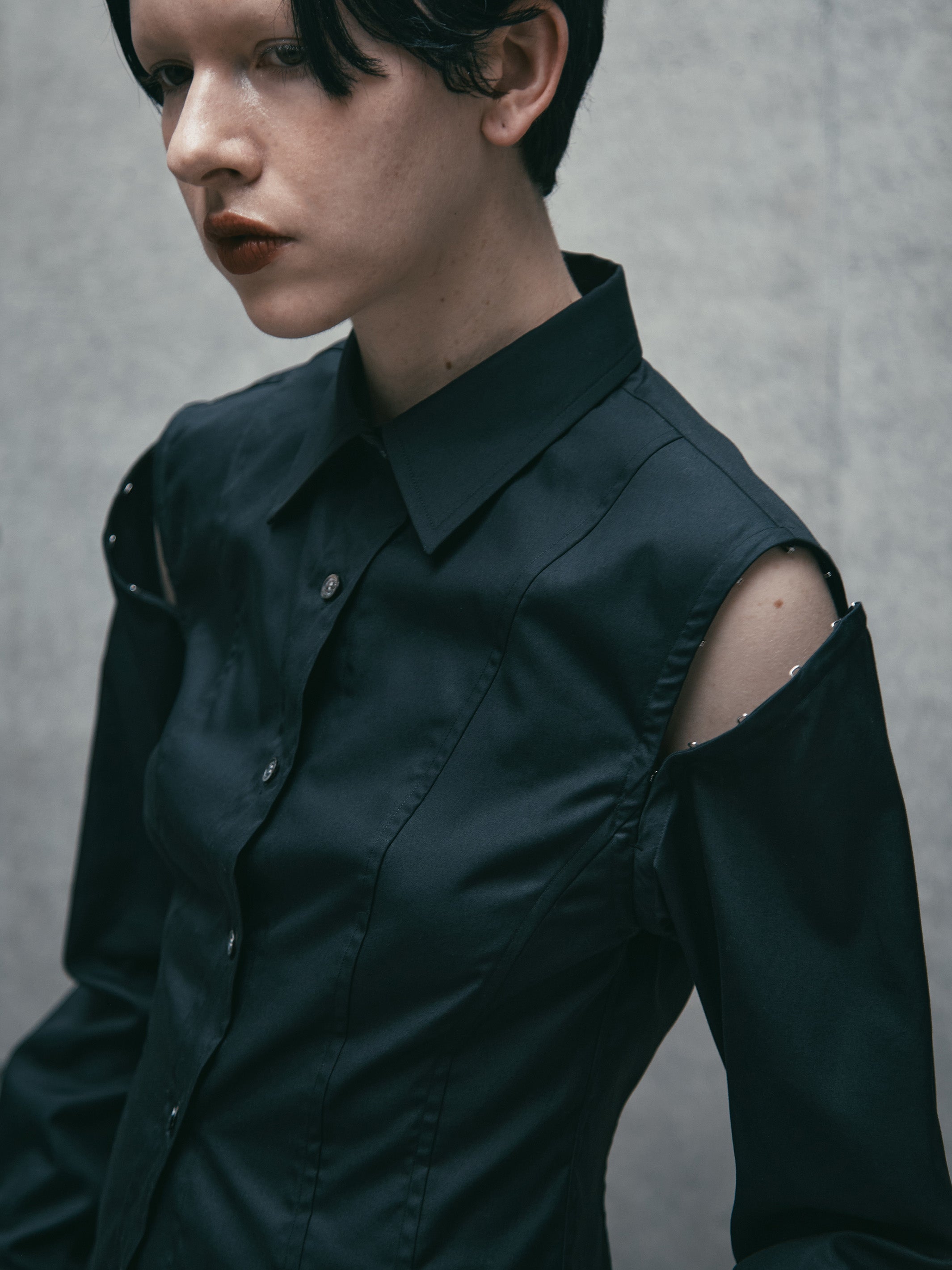 BROADCLOTH CUT OUT CORSET SHIRT