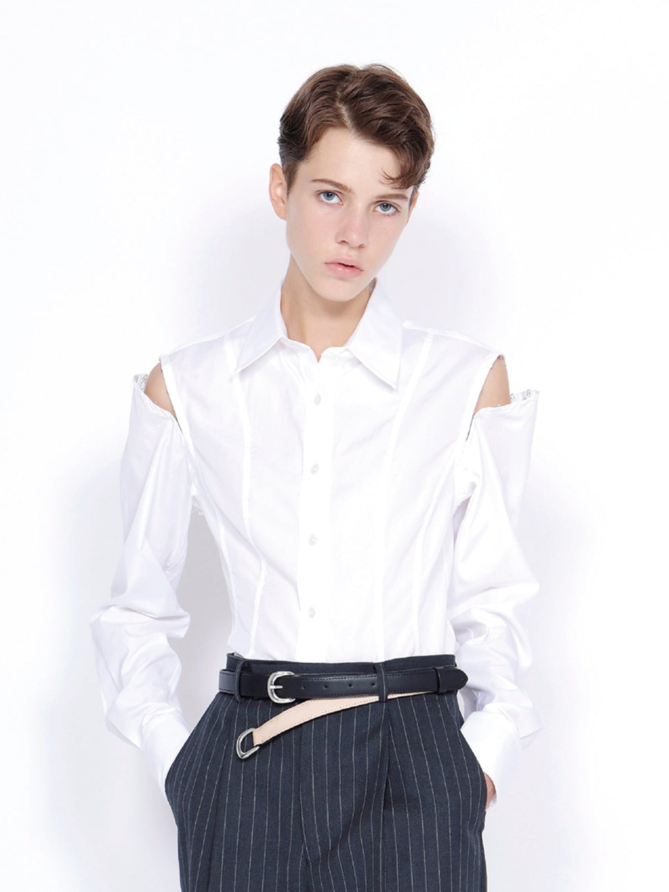 BROADCLOTH CUT OUT CORSET SHIRT