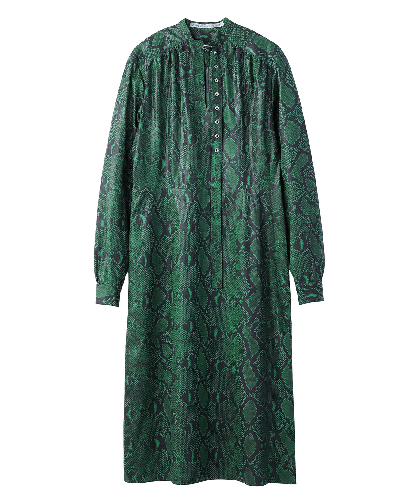 PYTHON PRINTED COTTON BELTED NECK DRESS