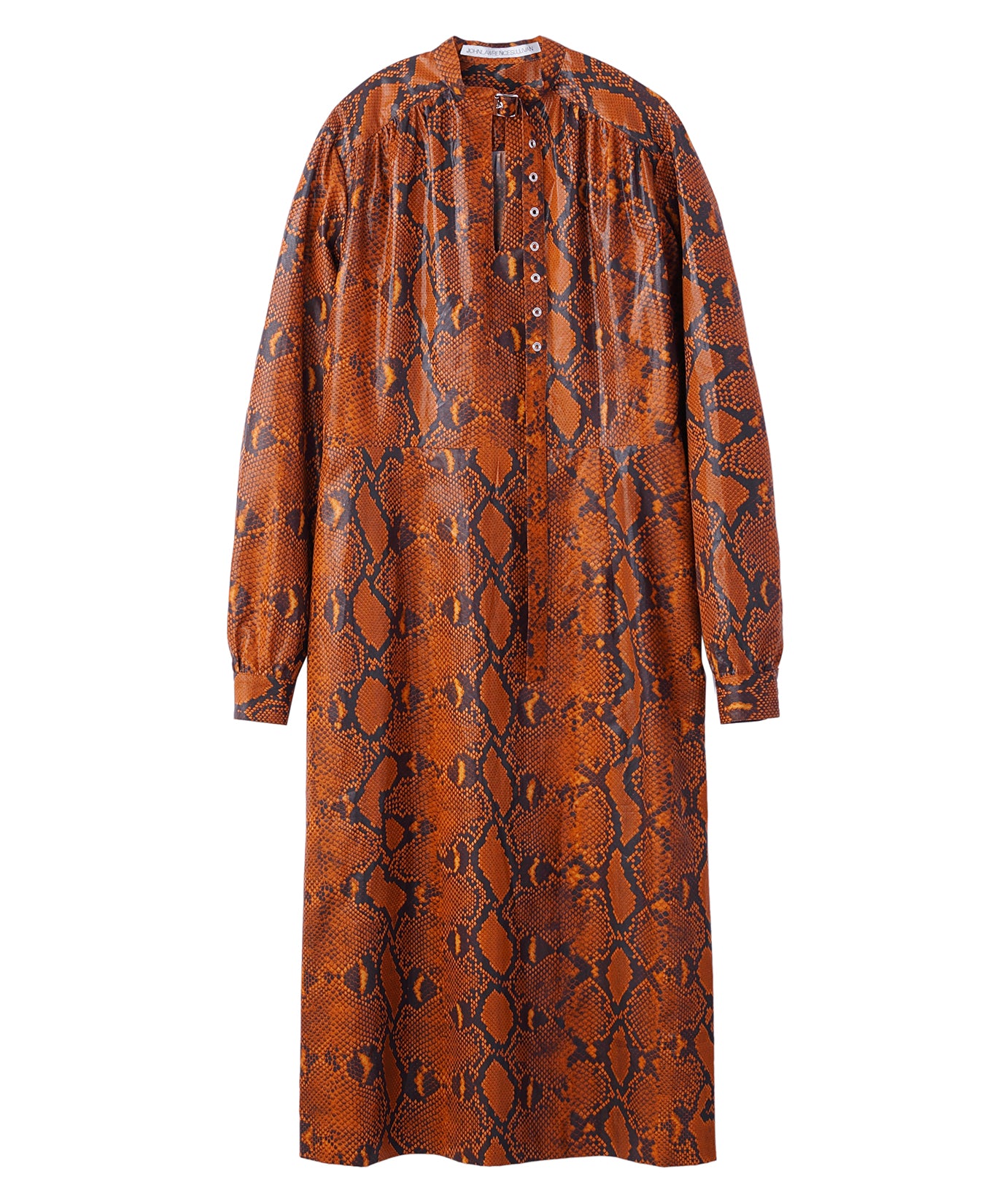 PYTHON PRINTED COTTON BELTED NECK DRESS