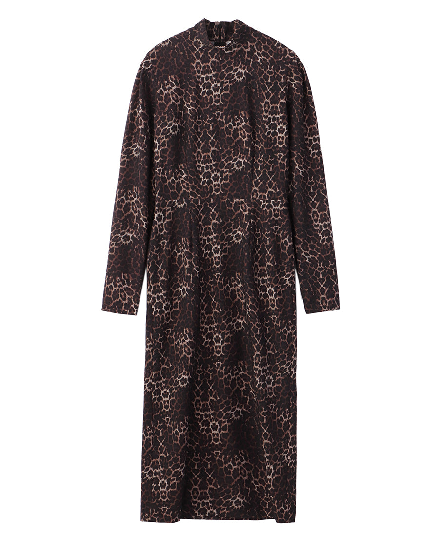 LEOPARD HI-NECK DRESS
