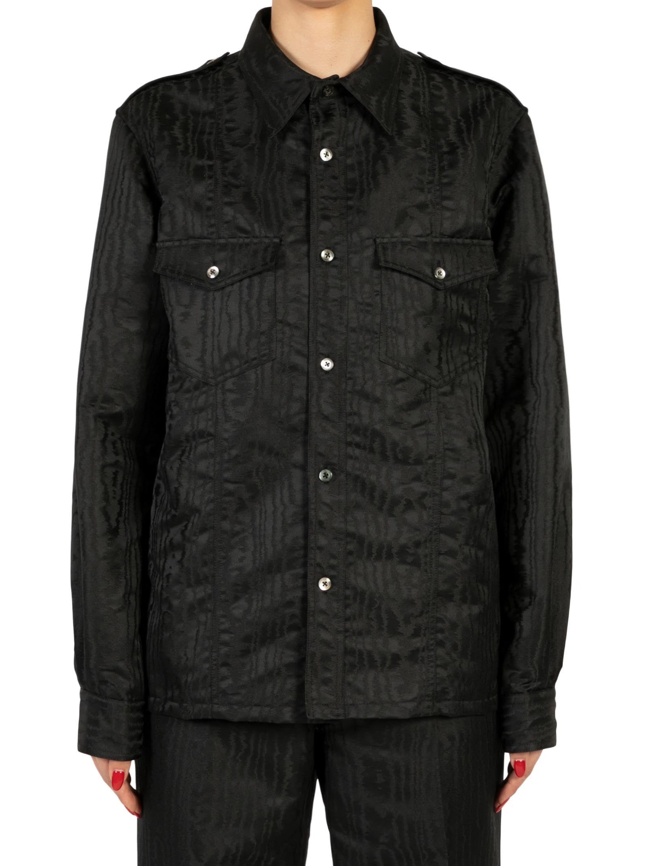 Moire Jacquard Military Shirt