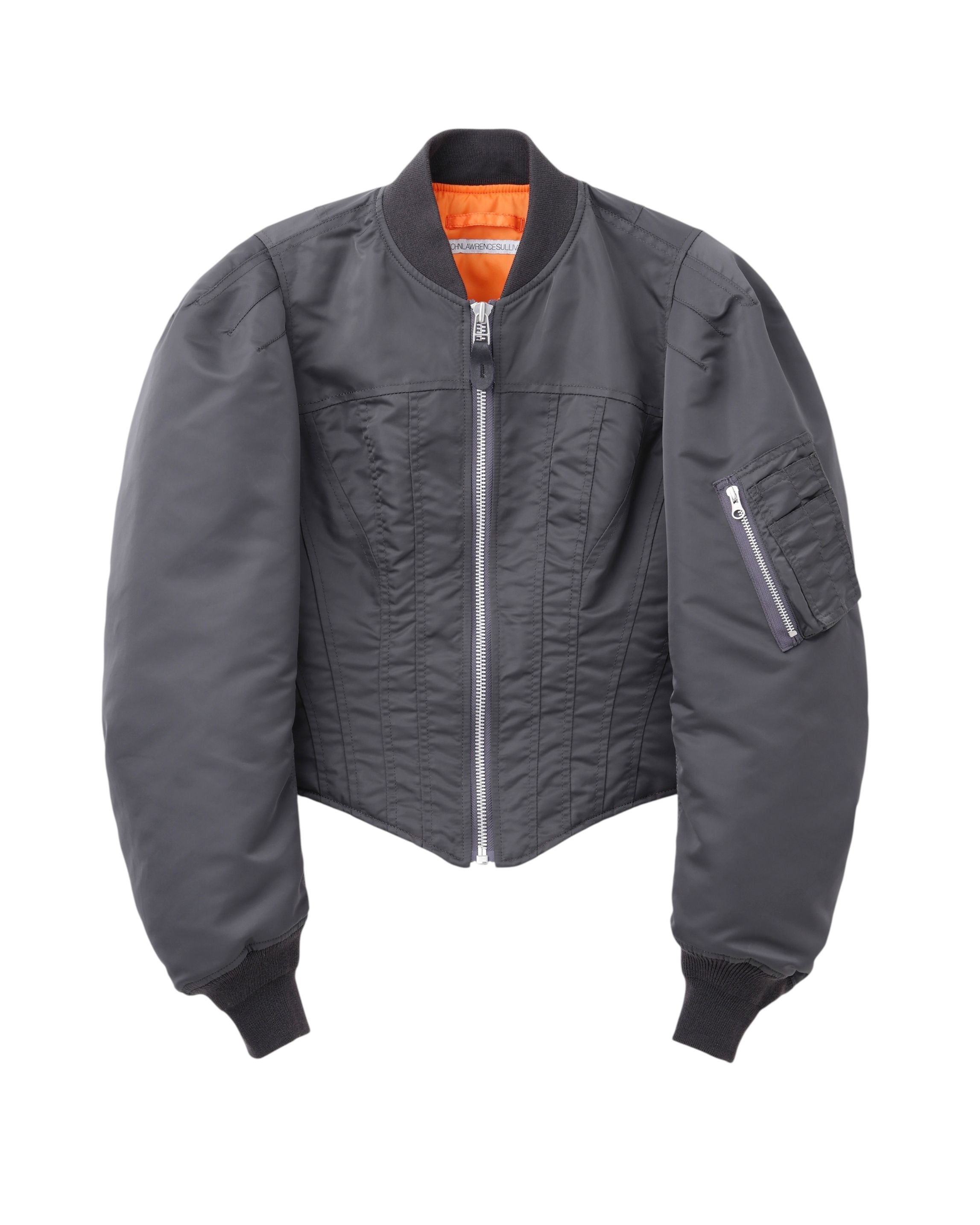 NYLON TWILL CORSET BOMBER JACKET