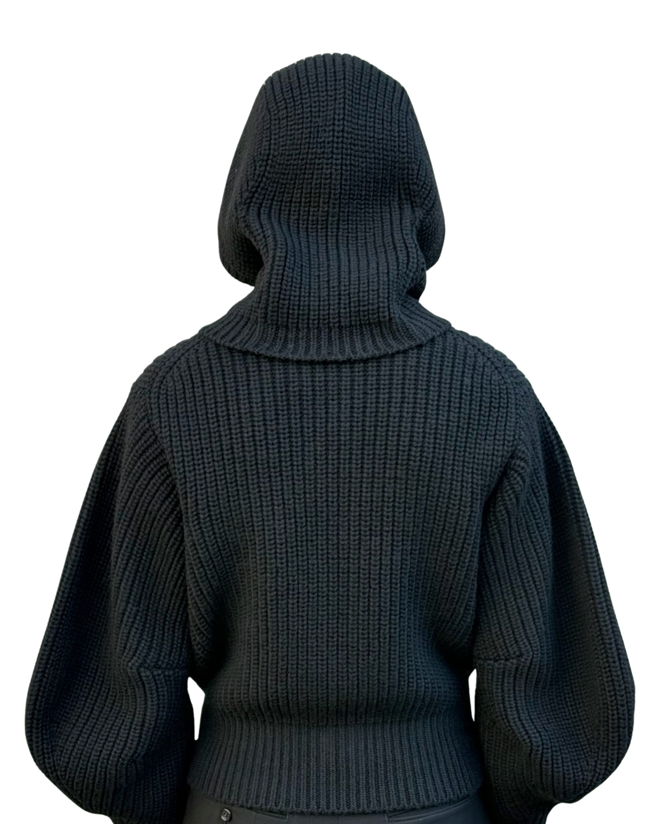 RIBBED KNIT HOOD