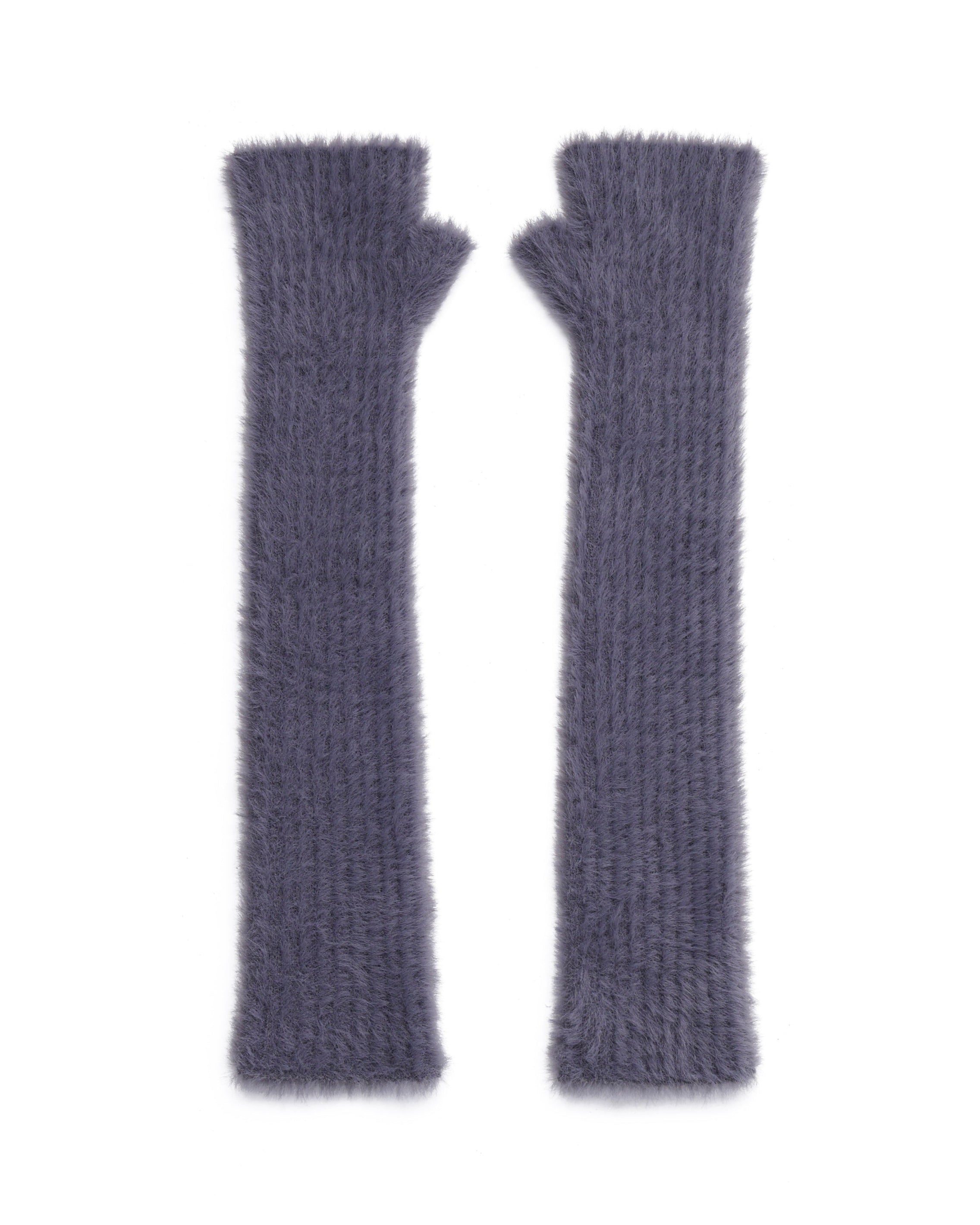 RIBBED SHAGGY FINGERLESS KNIT GLOVES