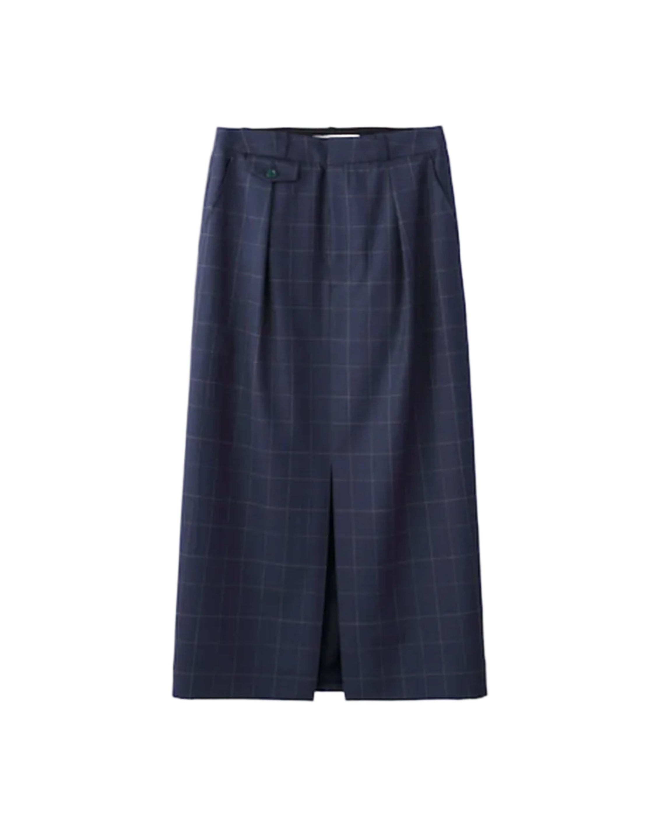 GLEN CHECK TAILORED SKIRT | NAVY